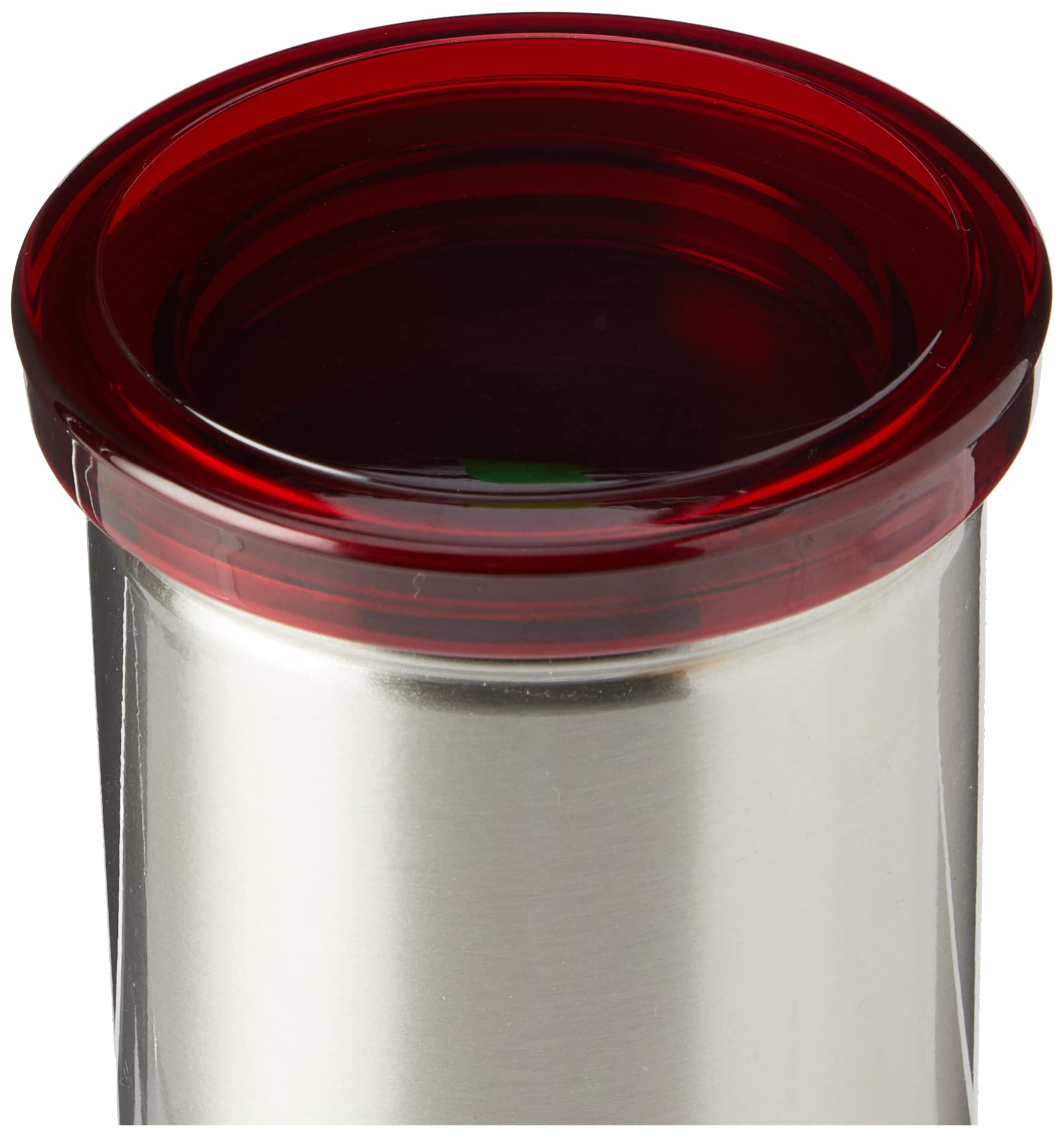Brabantia Senseo Coffee Pod Storage Jar - Airtight Container with Matt Steel Fingerprint Proof Red Lid - Perfect for Kitchen Countertop & Coffee Station Organization