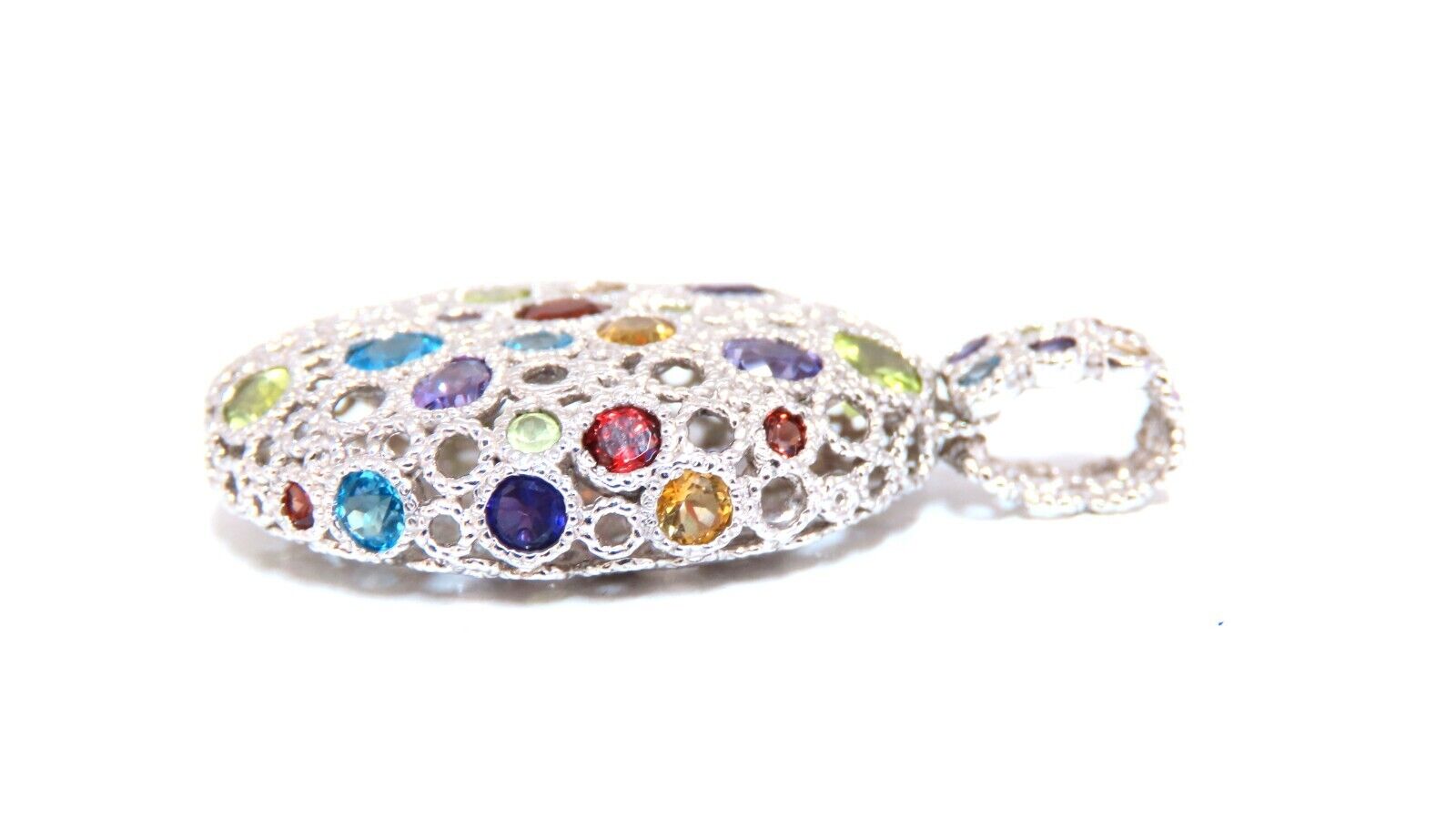 4.20 Carat Natural Amethyst Citrine Topaz Garnet Peridot Egg-Shaped Pendant in 14K Gold - Elegant Jewelry Gift for Women, Perfect for Birthdays, Anniversaries & Special Occasions