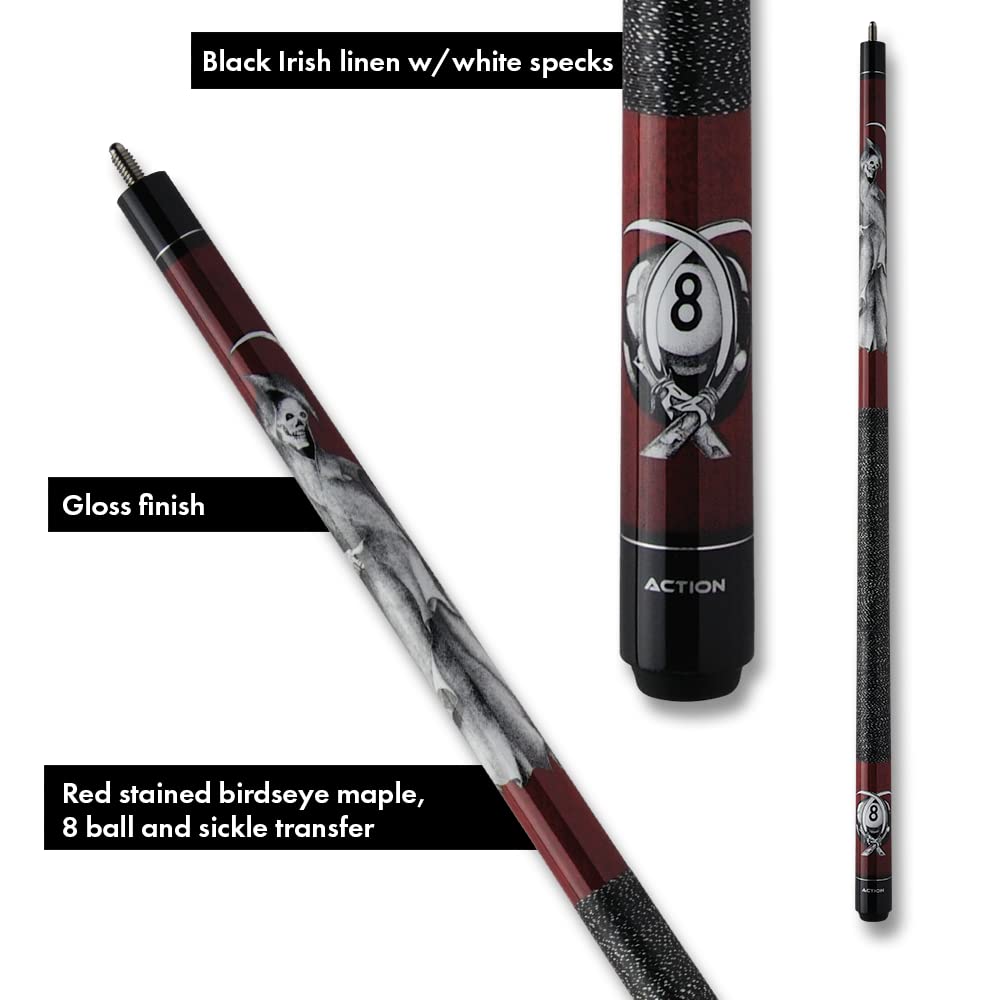 Premium Burgundy Reaper Billiard Cue Stick for Action & Adventure Pool Games - Perfect for Professional Tournaments, Home Game Rooms & Bar Entertainment