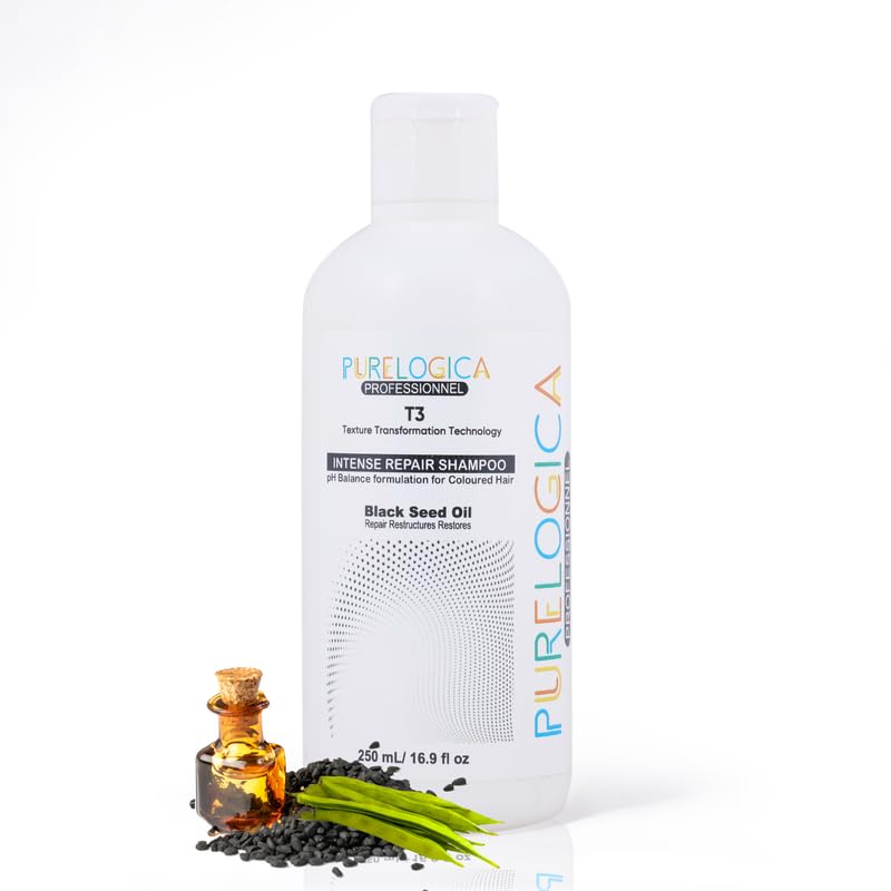 Purelogica Professional Intense Repair Shampoo with Nigella Sativa Oil - Hair & Scalp Care for Frizz-Free, Damaged Hair (Men & Women, 250ml) - Perfect for Daily Use & Color-Treated Hair