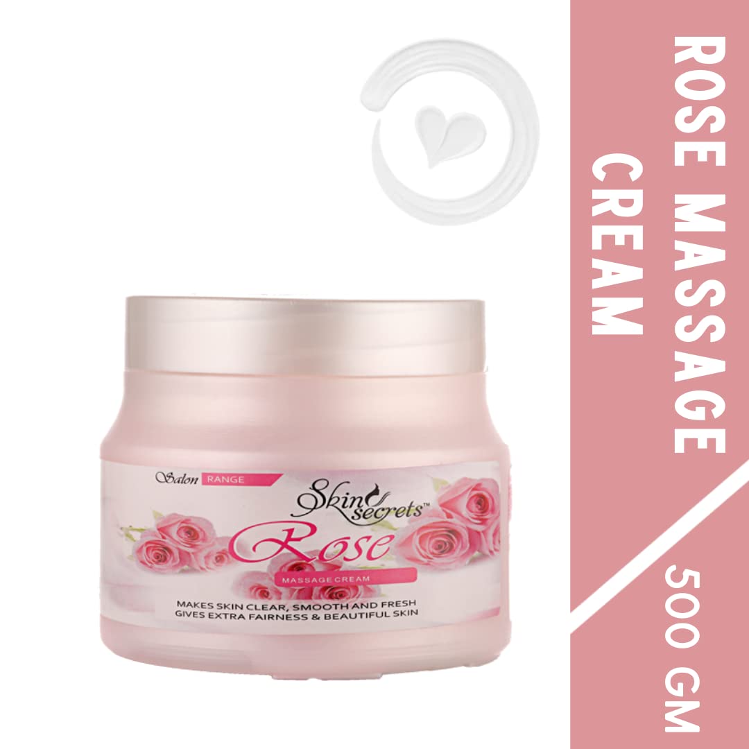 Skin Secrets Rose Massage Cream with Pure Rose Essential Oil | 500g Paraben-Free, Cruelty-Free & Vegan Formula | Luxurious Body Moisturizer for Spa, Massage & Self-Care Rituals