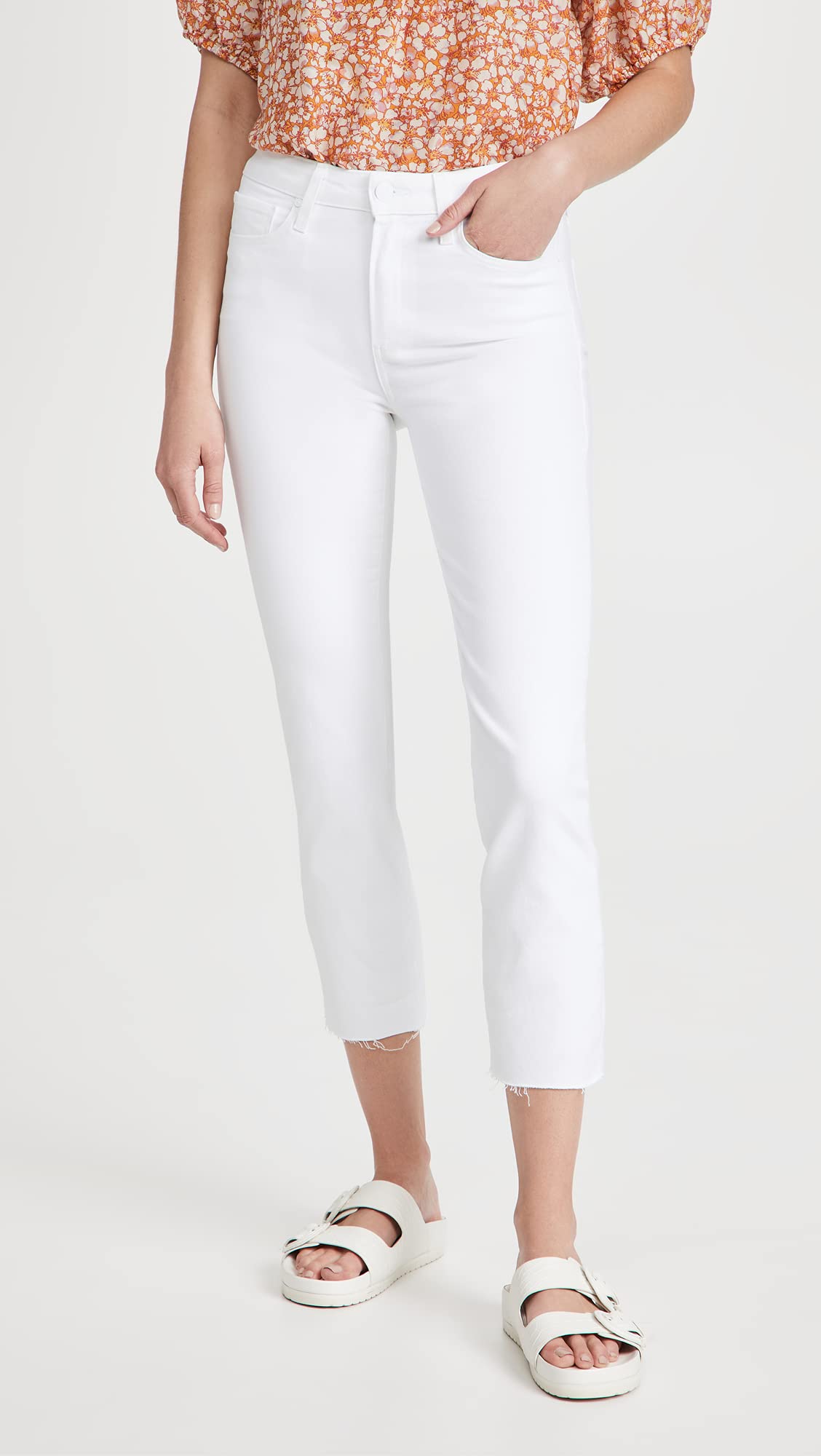 PAIGE Women's Cindy Crop Jeans - High Waist Distressed Denim for Casual Wear | Perfect for Everyday Outfits & Weekend Looks