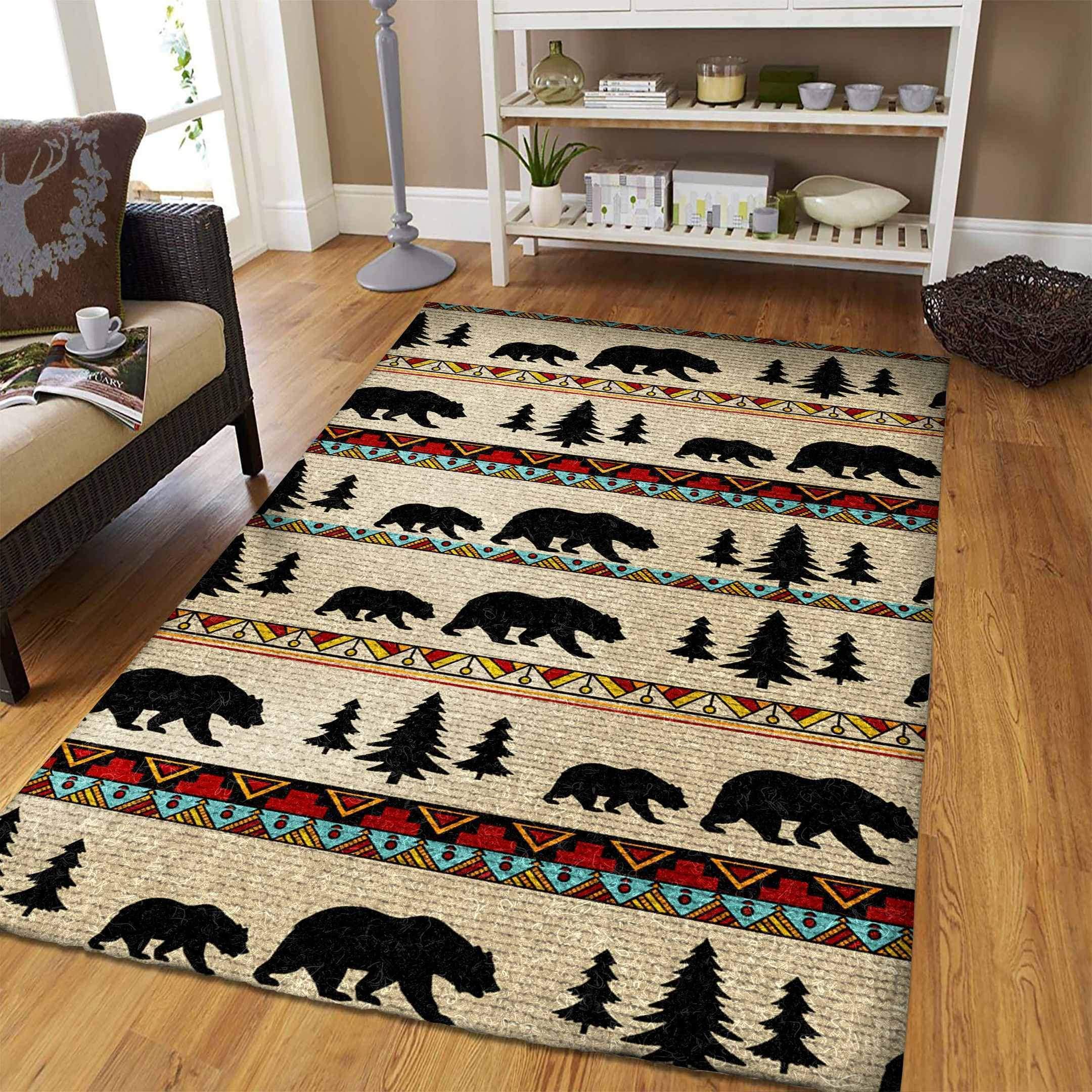 Premium Bear Skin Area Rugs - 4x6, 5x7, 8x10 ft Luxury Faux Fur Throw Rugs for Cabin Decor, Durable Non-Slip Large Wildlife Rug in Brown/Red - Perfect for Lodge, Hunting Cabin & Rustic Home Decor