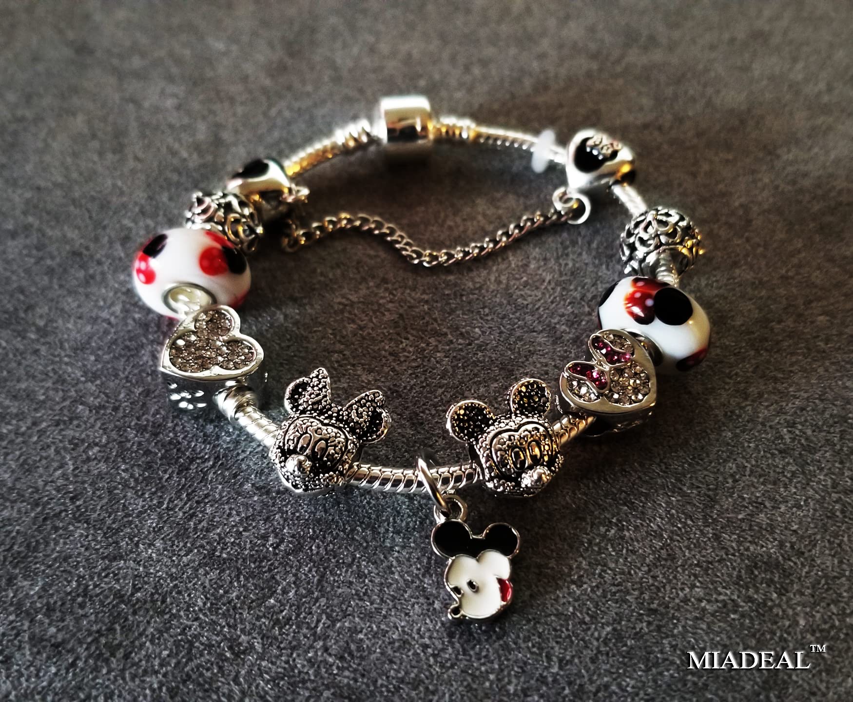 Cute Cartoon Mouse Theme Silver Charm Bracelet for Women - Perfect Gift for Birthday, Christmas & Everyday Wear
