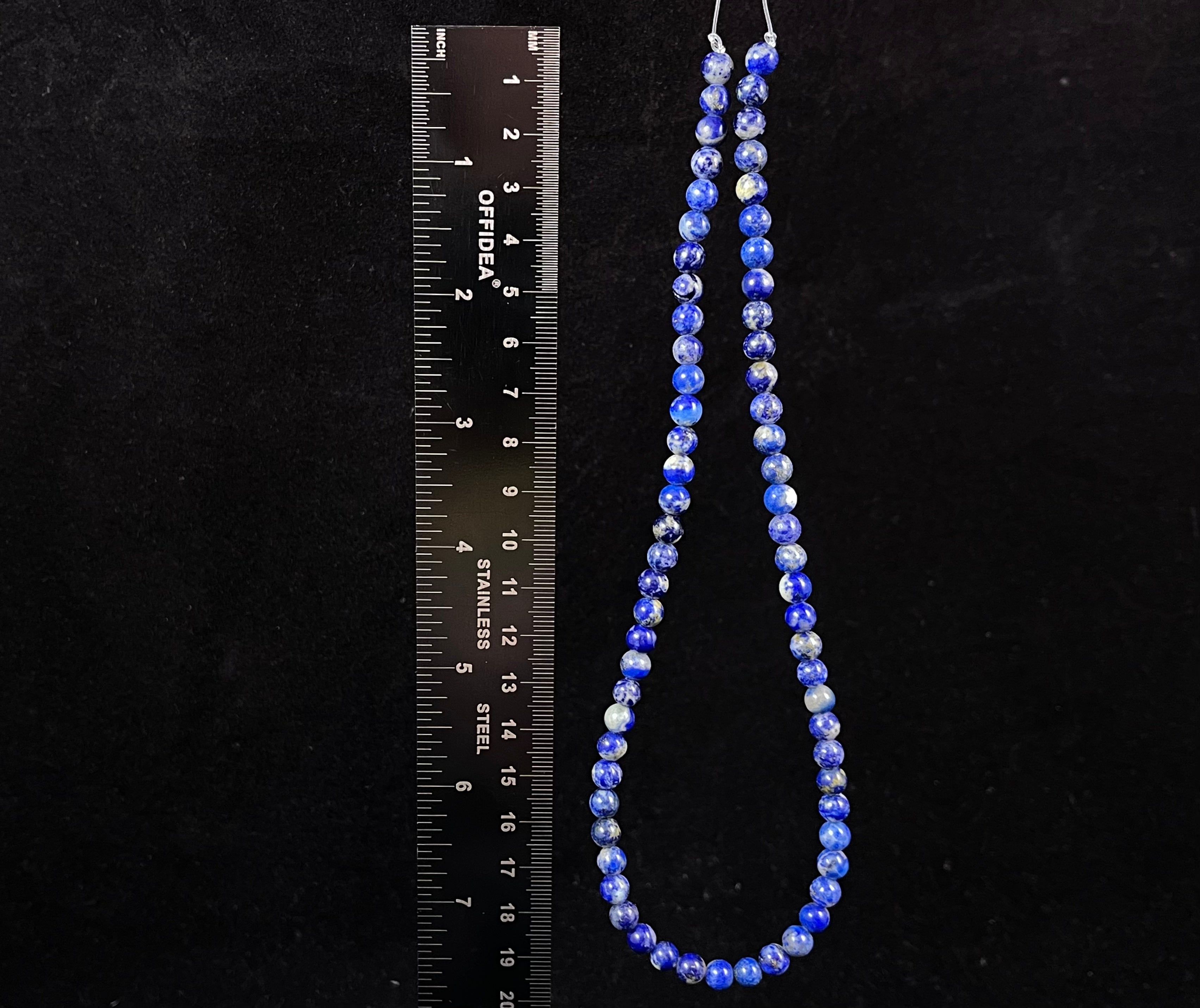 Lapis Lazuli Round Beads Strand A0110 - Natural Gemstone Jewelry Making Supplies for Necklaces, Bracelets & DIY Crafts