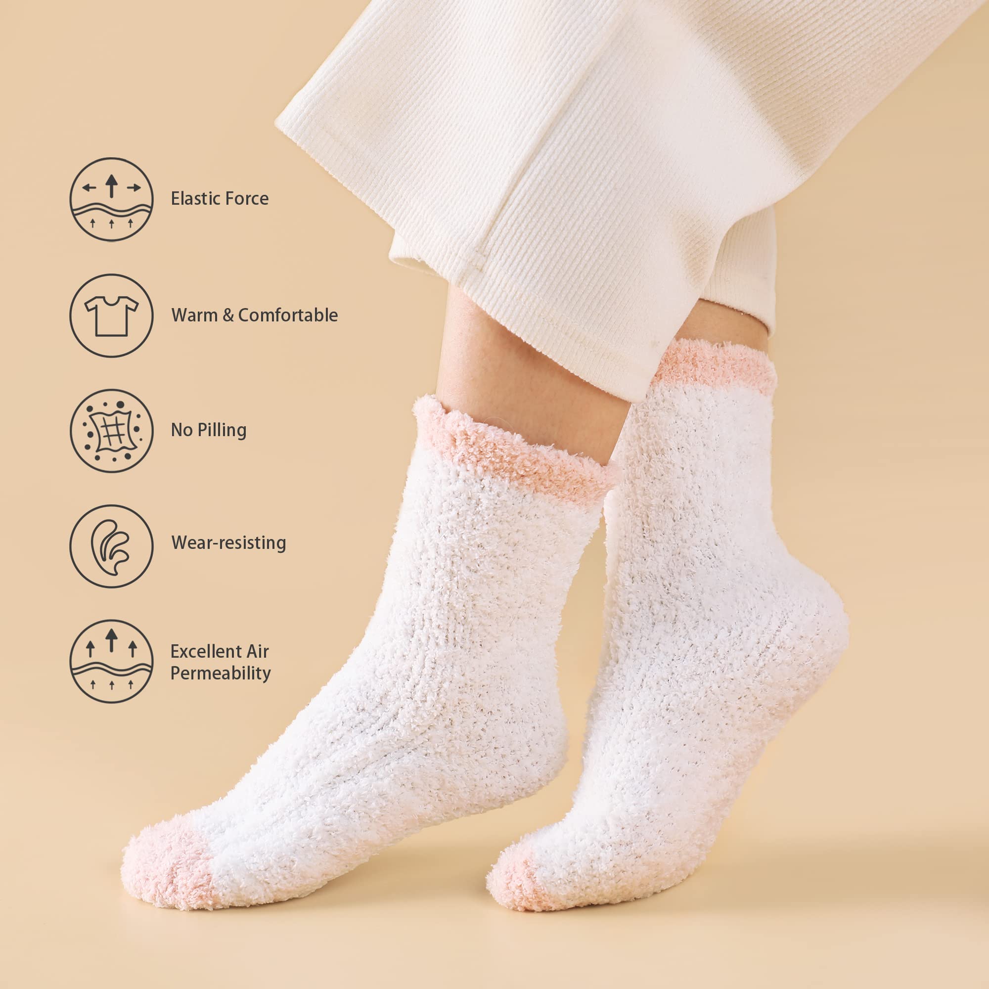 Soft Fuzzy Socks for Women - Warm Cozy Fluffy Winter Socks 5 Pairs Pack - Perfect for Home, Office & Cold Weather Comfort