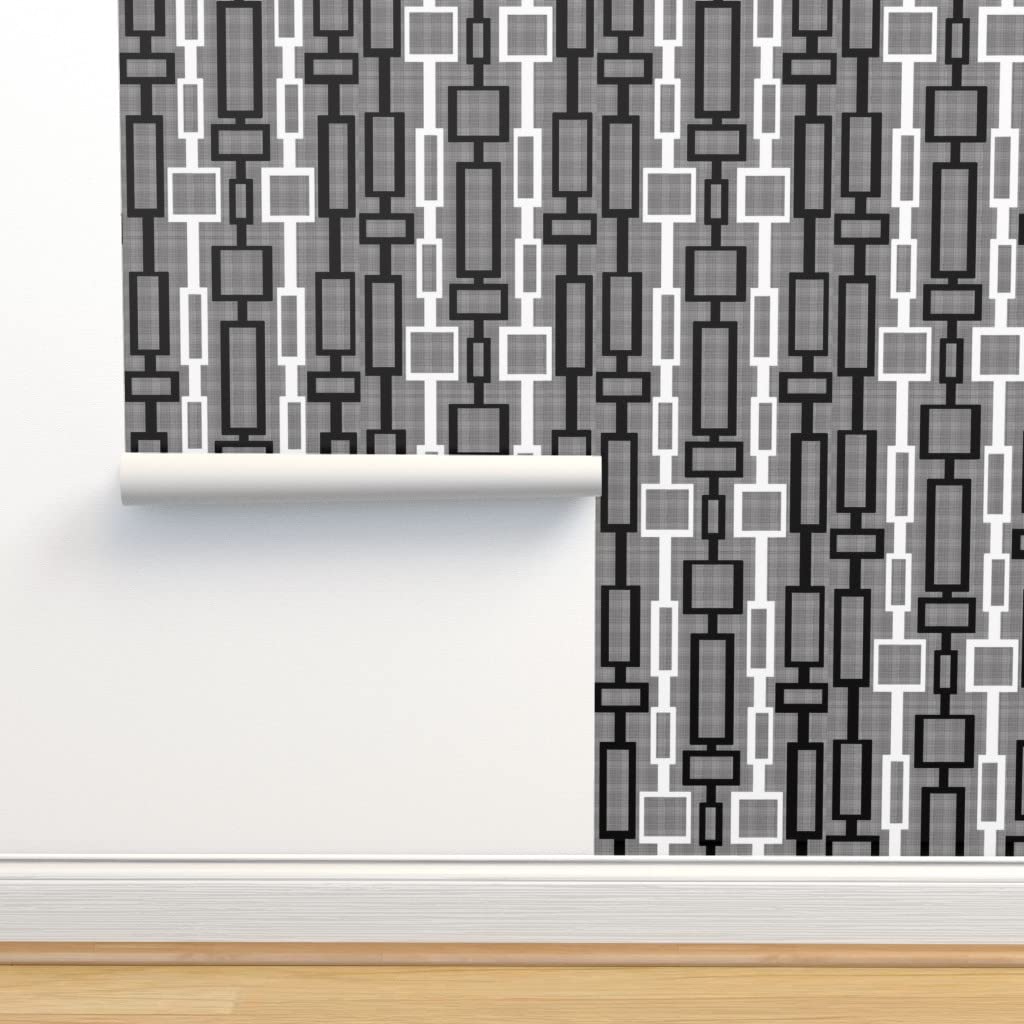 Commercial Grade Wallpaper Swatch - Mid Century Modern Paris Cocktail Vintage Abstract Gray White Print Traditional Wallpaper by Spoonflower | Perfect for Living Room, Bedroom & Office Decor