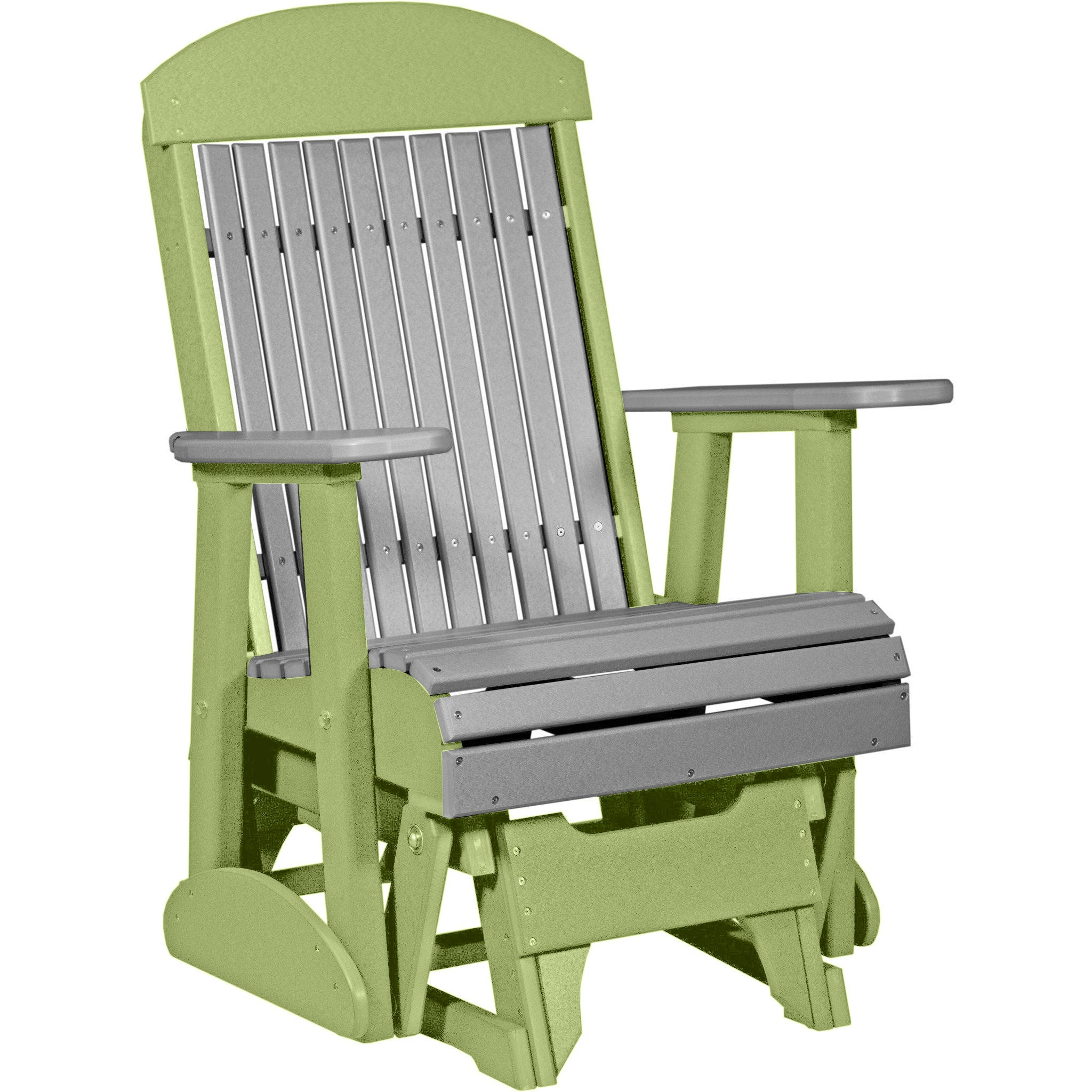 LuxCraft Slate 2ft Classic Highback Recycled Plastic Glider Chair with Cup Holder - Outdoor Patio, Garden, Deck & Poolside Relaxation Furniture