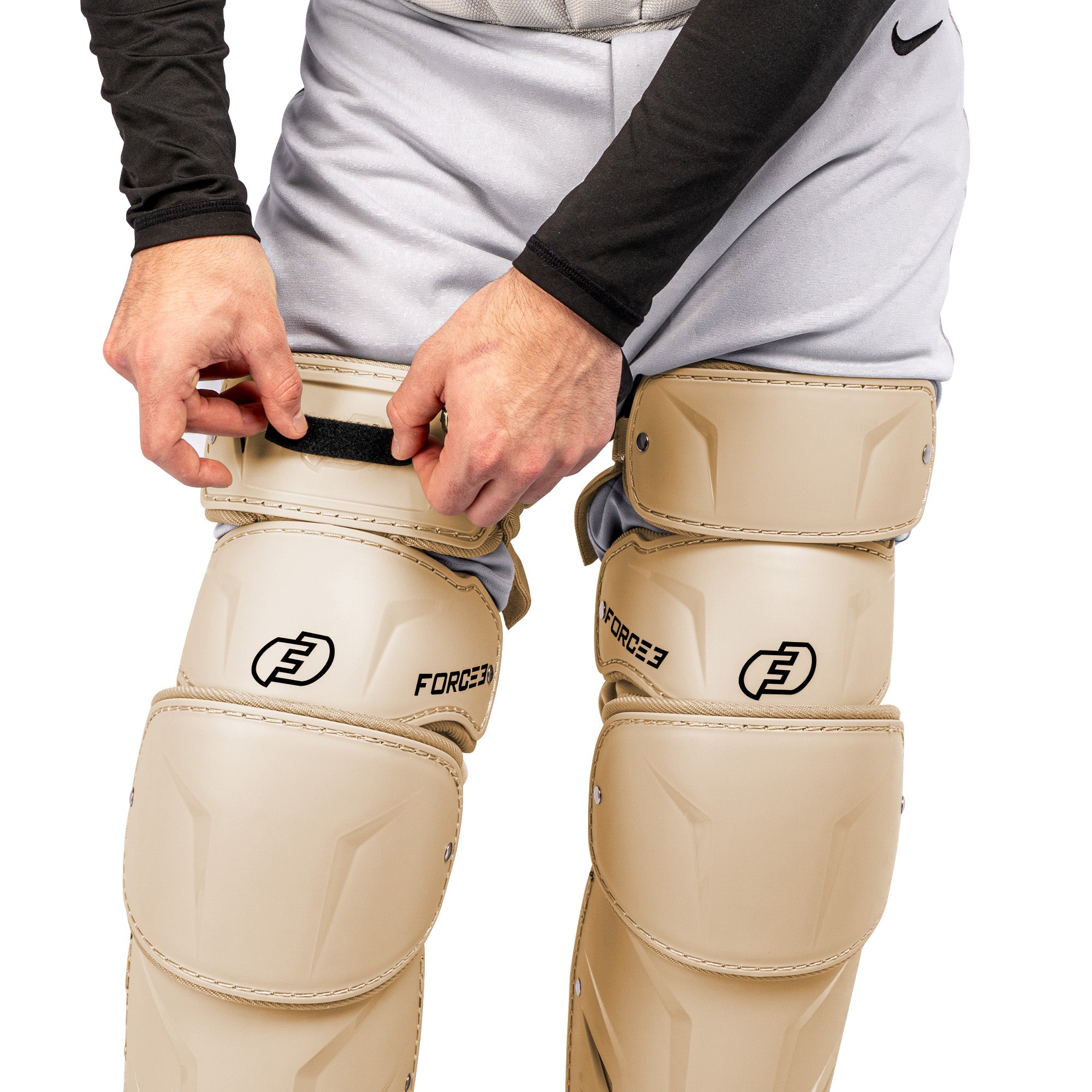 FORCE3 XS3® PRO ELITE Baseball Catcher Leg Guards - Lightweight Protective Gear for PitchCom® System - Perfect for Intermediate Players & Youth Leagues
