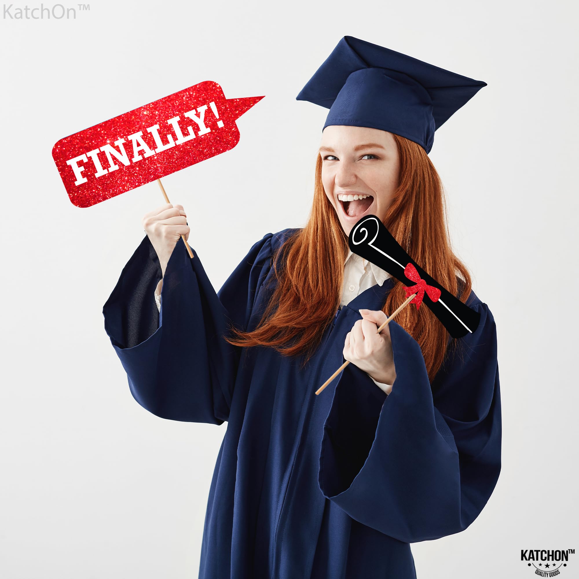 KatchOn Graduation Photo Booth Props 2025 - Pack of 36 Red & Black Graduation Decorations for Class of 2025 | DIY Graduation Party Supplies, Photo Shoot Backdrops & Social Media Props for Graduation Ceremony, Yearbook & Senior Night Celebrations
