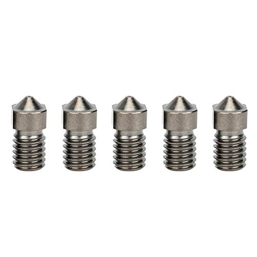 5Pcs 3D Printer Nozzles - Hardened Steel Extruder Nozzles 0.5mm with M6x1 Thread - High Temperature Resistant Print Heads for 3D Printing Accessories - Perfect for PLA, ABS, PETG Filament Printing Projects