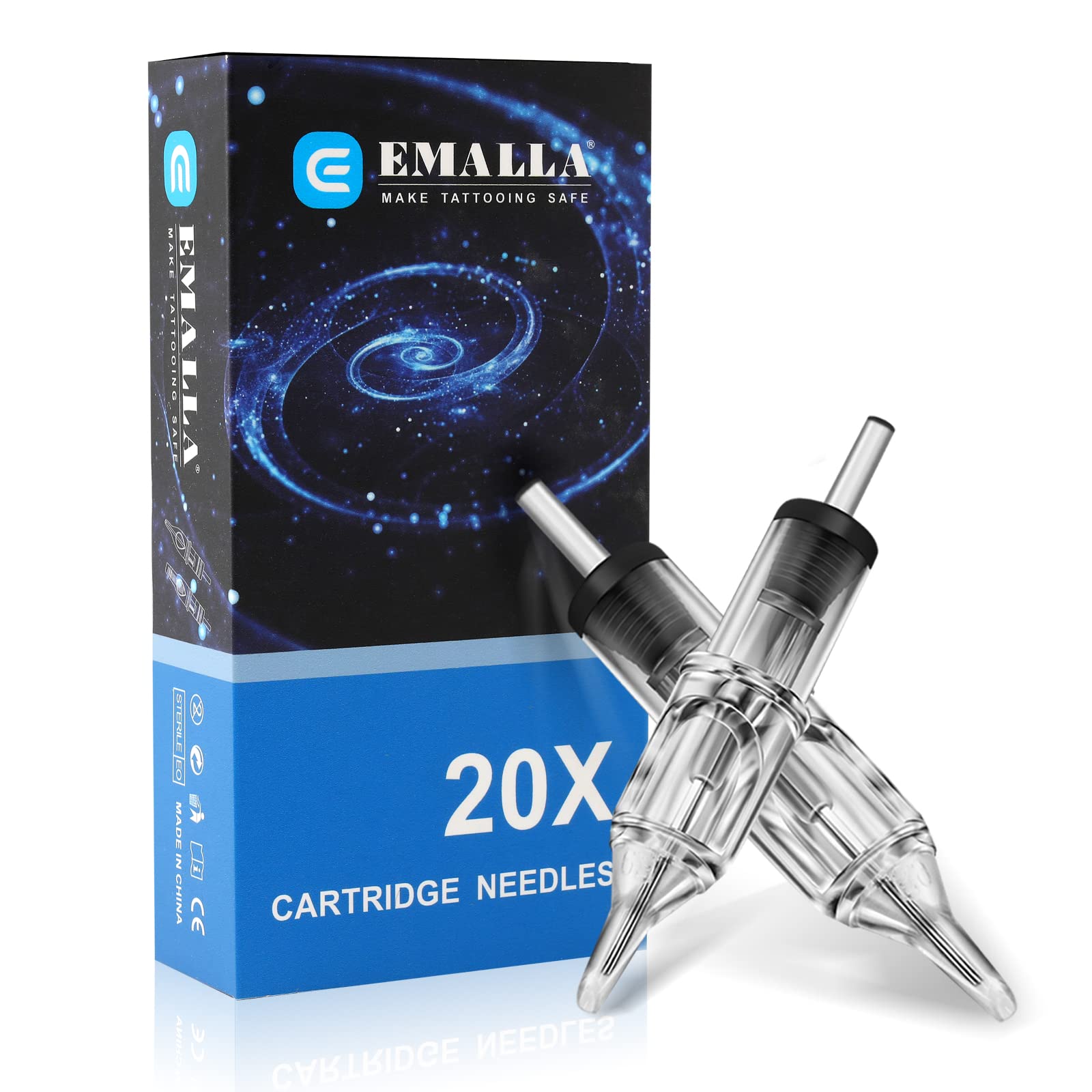 Emalla 20Pcs Disposable Tattoo Needles Cartridges - 1003RL Round Liner 0.30mm Standard Tattoo Machine Needles for Beginners & Professional Artists | Perfect for Tattoo Kits, Body Art & Permanent Makeup
