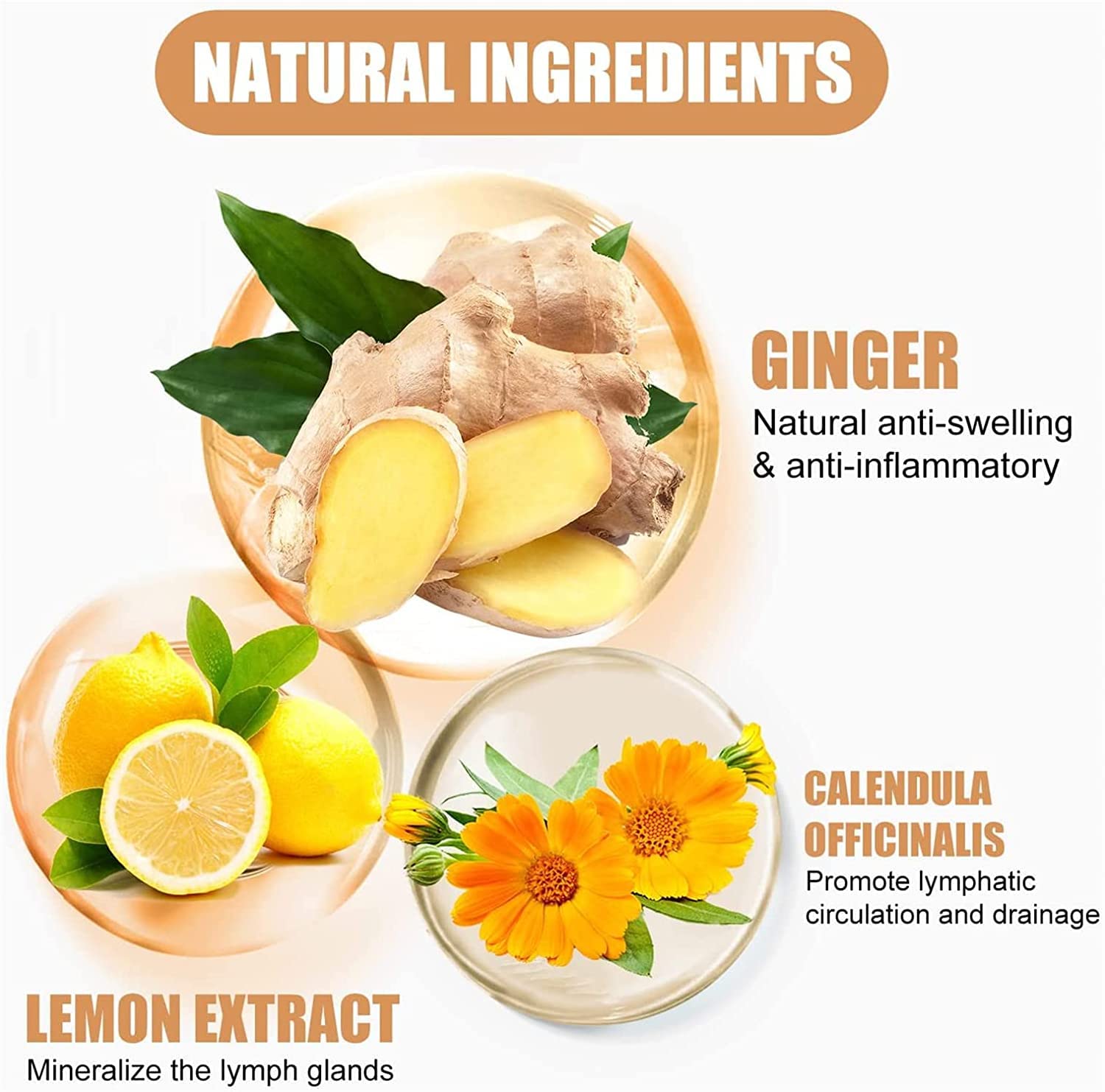 Organic Ginger Lymphatic Drainage Shower Gel - Natural Herbal Moisturizing Body Wash with Gingerol for Skin Rejuvenation & Detox (5 Pack) | Perfect for Post-Workout Recovery & Spa-Like Relaxation at Home