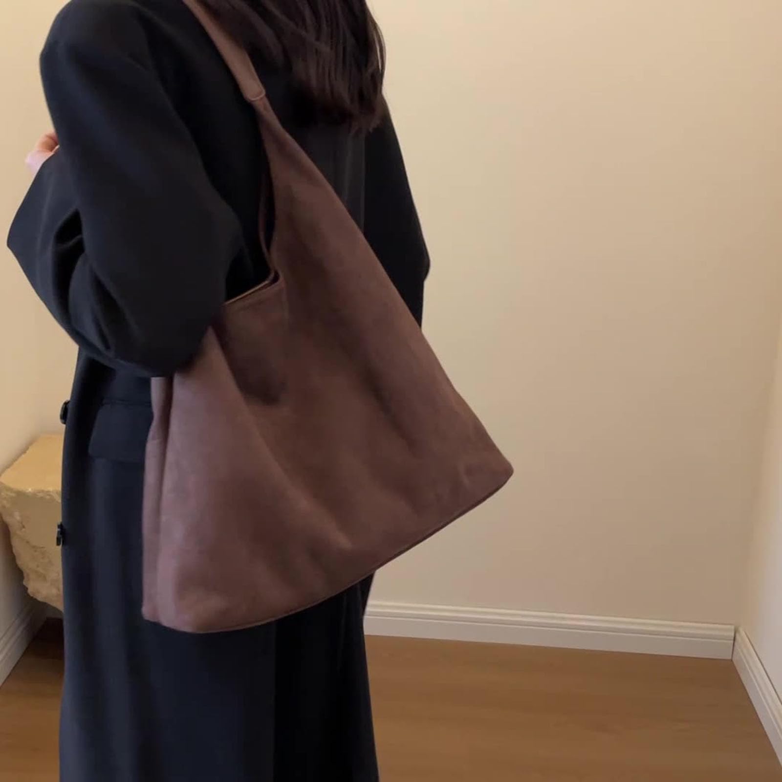 Stylish Brown Suede Hobo Bag for Women - Genuine Leather Slouchy Shoulder Handbag & Tote - Perfect for Work, Travel & Everyday Use