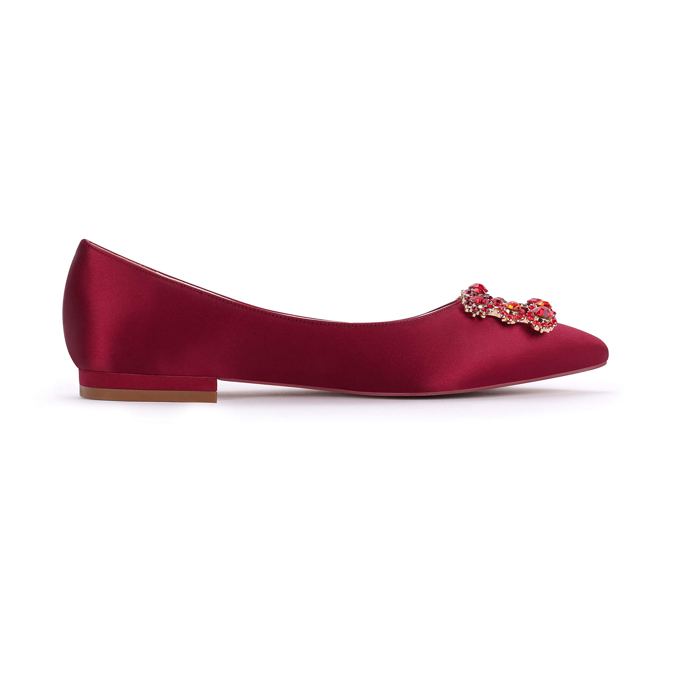 ERIJUNOR Women's Rhinestone Satin Wedding Shoes - Comfortable Pointed Toe Slip-On Flats for Brides, Prom, Evening Party & Special Occasions | Elegant Dress Shoes for Weddings, Dances & Formal Events | Perfect for Bridal Shower, Anniversary & Red Carpet Looks | Ideal for Church Ceremonies, Cocktail Parties & Photoshoots | Great for Bridal Portraits, Reception, and First Dance