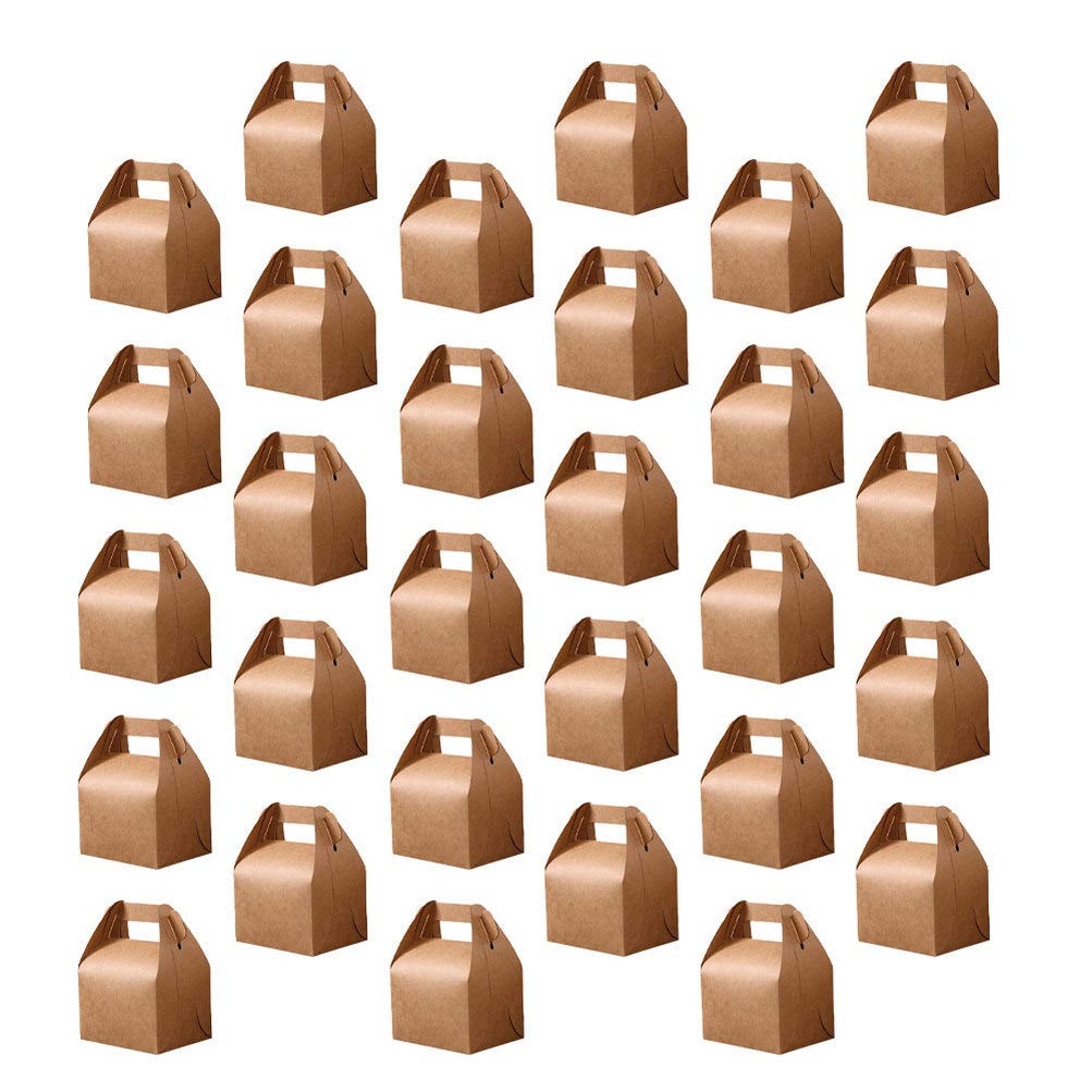 Healifty 30 Pack Small Brown Foldable Paper Treat Bags for Candy, Soap, Wedding Favors - Eco-Friendly Goodie Bags for Bridesmaid Gifts, Party Favors & Holiday Treats