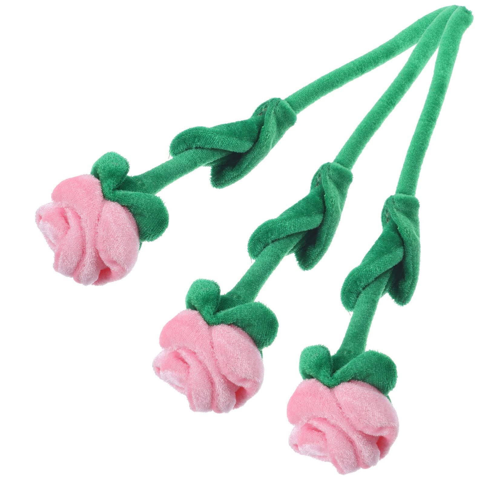 3pcs Plush Rose Flowers - Soft Bendable Stems, Faux Floral Arrangement for Wedding, Graduation, Home Decor (Pink) - Perfect Gift for Girls, DIY Bouquets & Party Decorations