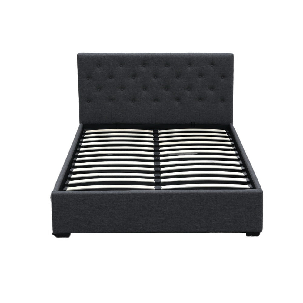 Dorilla Gas Lift Storage Double Bed Frame with Hydraulic Mechanism - Charcoal Finish | Perfect for Small Bedrooms & Guest Rooms