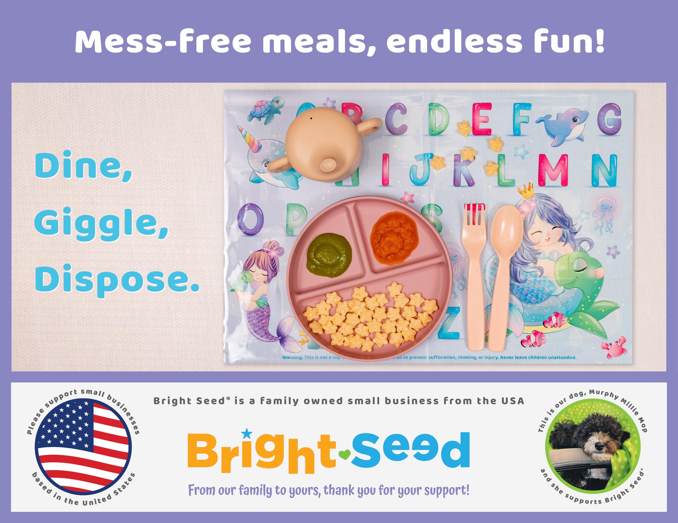 Disposable Baby Placemats for Toddlers & Kids - 40 Pack Waterproof Dining Mats for Restaurants, Travel & Home Use | Educational ABC & Numbers Design | Perfect for Mealtime Learning & On-the-Go Feeding