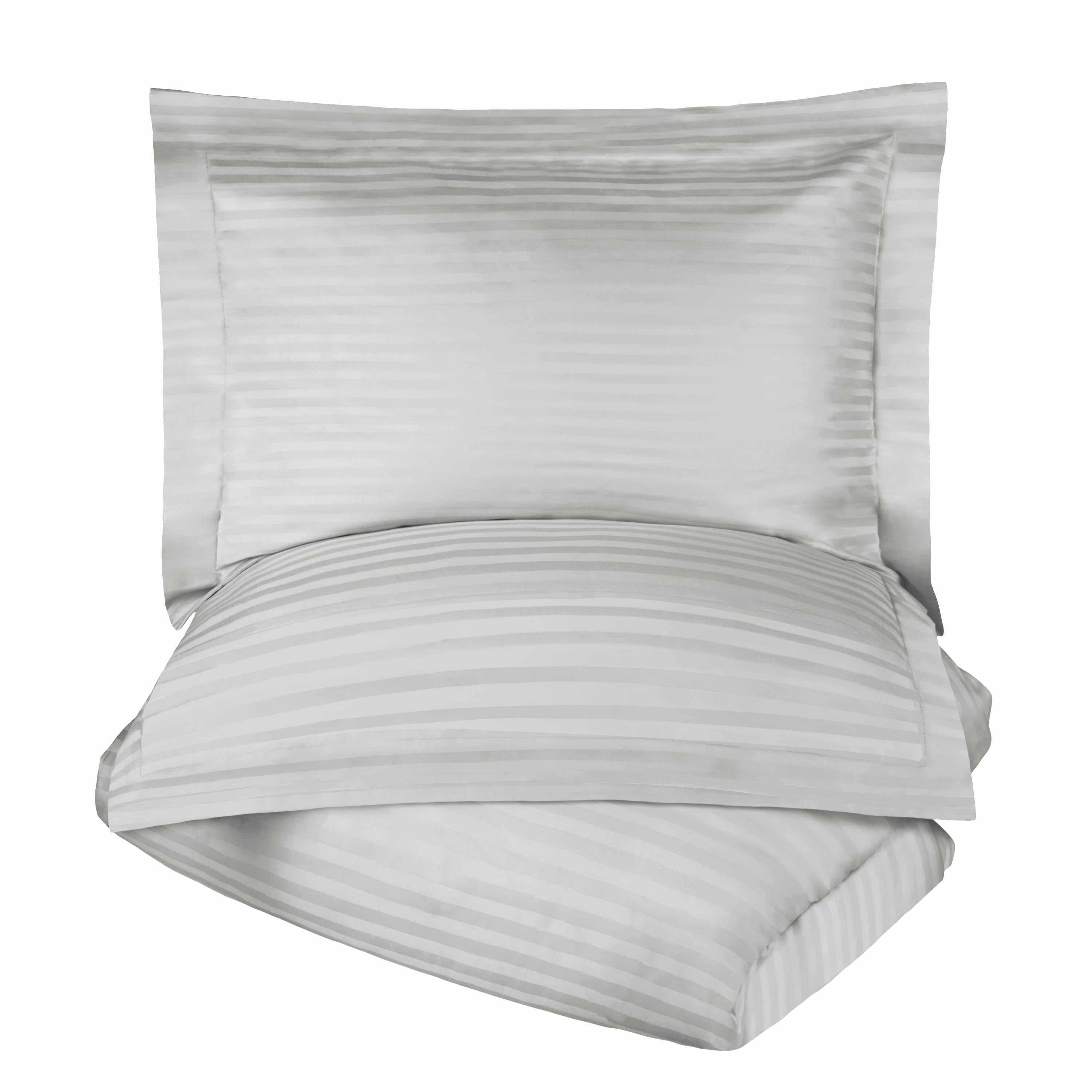400 Thread Count Lightweight Stripe Egyptian Cotton Duvet Cover Set - Queen Size, Breathable & Soft Bedding for All Seasons - Perfect for Master Bedroom, Guest Room & Hotel Use