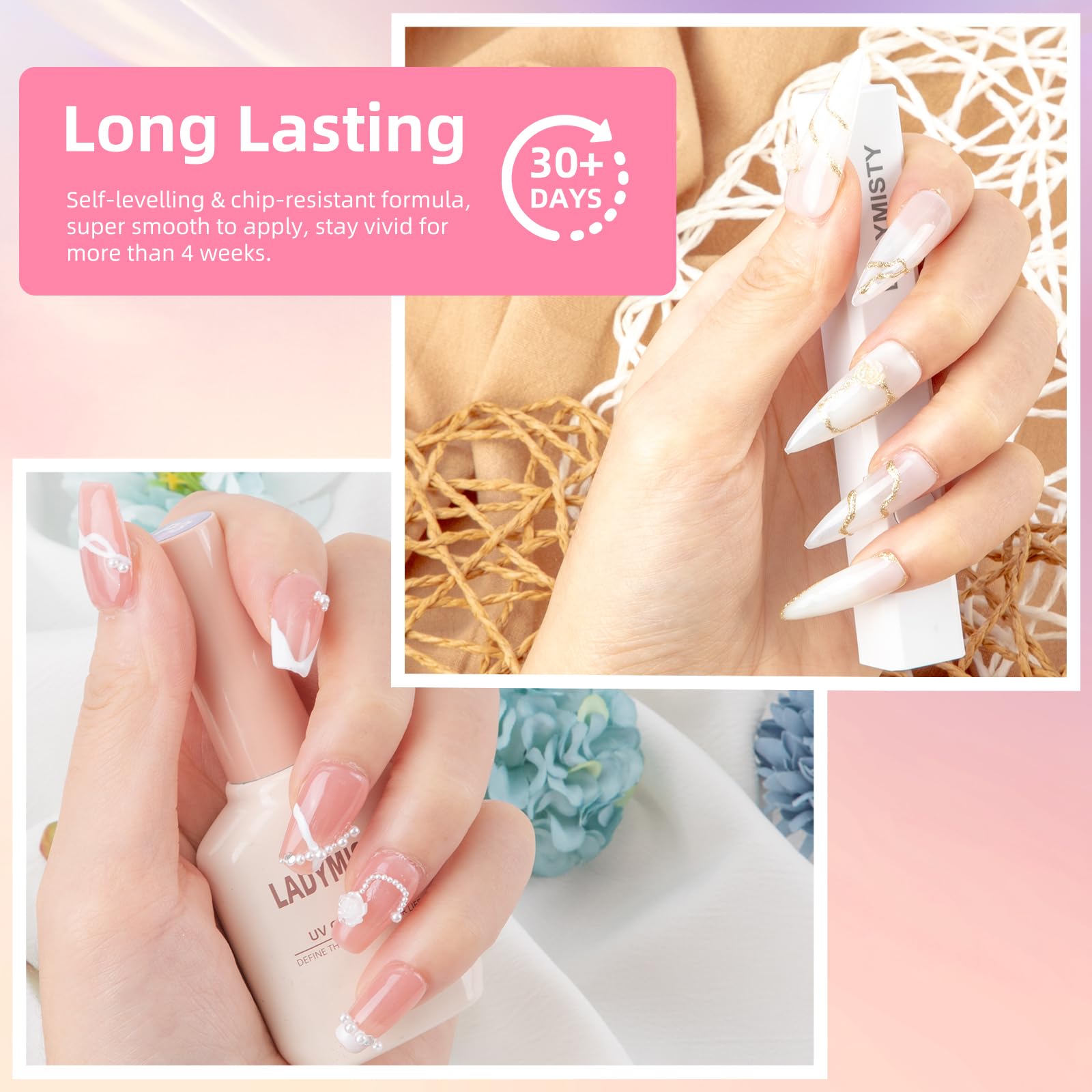 6 Pcs 16ML Jelly Nail Polish Set - Soak Off Gel Polish in Milky White, Nude Pink & Orange Shades - DIY Nail Art Manicure Kit for Women - Perfect for Salon, Home Use & Gift Giving