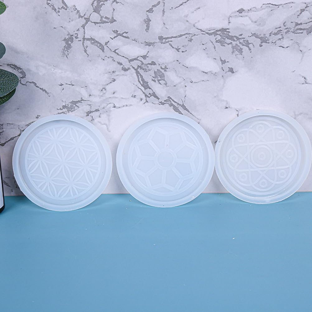 BESPORTBLE 3Pcs Round Silicone Coaster Molds for Resin Casting - DIY Epoxy Coaster Making Kit for Home Decoration, Wedding Favors, and Table Setting Accessories