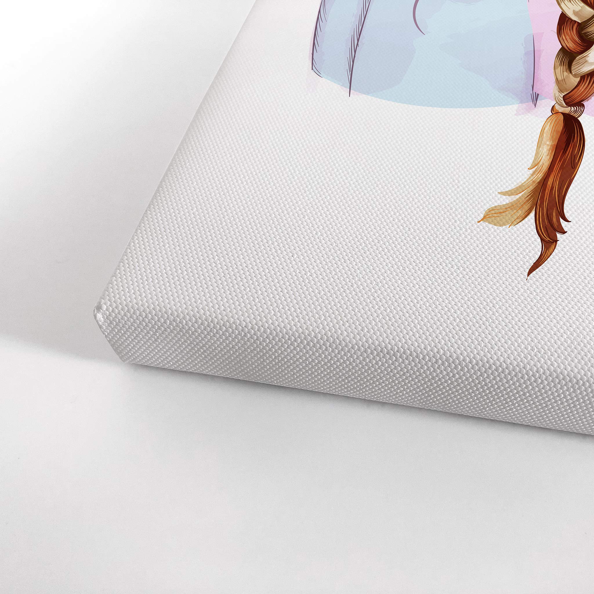 Smile Art Design Lovely Redhead and Blonde Girl Braid Canvas Print - 36x24 Inch Ready to Hang Kids Room Decor, Nursery Wall Art, Baby Room Decoration | Made in USA | Perfect for Children's Bedroom, Playroom & Gift