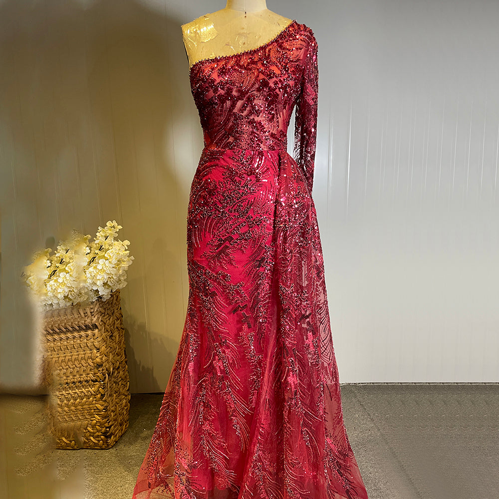 Serene Hill 2025 Red Luxury Beaded Elegant Mermaid Evening Dress for Women - Perfect for Parties, Galas, and Formal Events