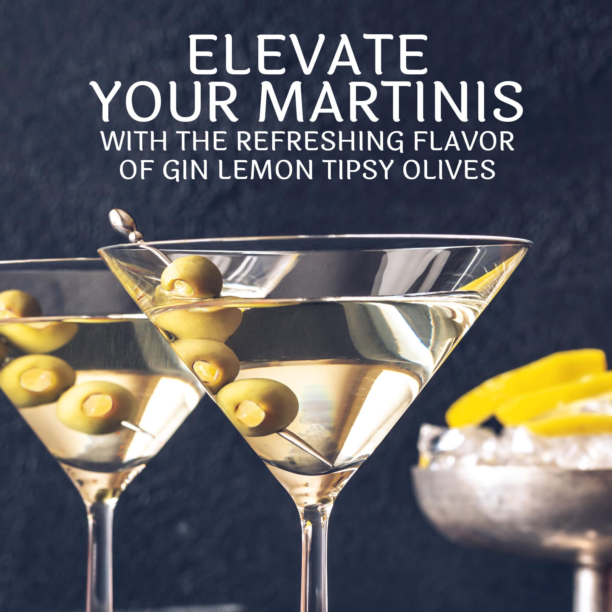 Premium Green Olives Stuffed with Lemon - Large Cocktail Olives in Gin for Martini, Bloody Mary & Garnish | Perfect for Home Bars, Parties & Gourmet Snacking | Sable & Rosenfeld - 5 oz (Pack of 1)