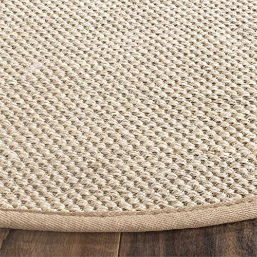 SAFAVIEH Natural Fiber Collection 6' Round Area Rug - Marble & Linen with Sisal Border, Easy Care Indoor Rug for High Traffic Areas, Perfect for Living Room, Bedroom, Dining Room & Home Office (NF143B)