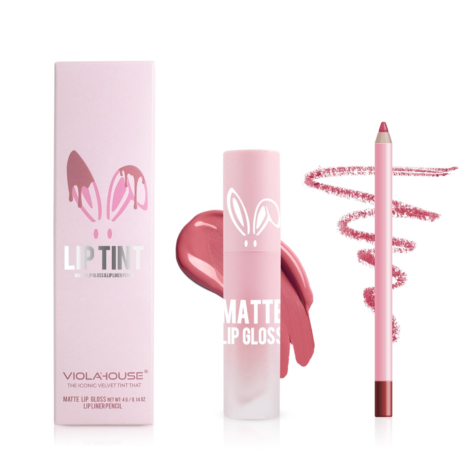 VIOLA HOUSE Matte Liquid Lipstick Set - Long Lasting #7 (4g/0.14oz) with Lip Combo & Lip Pencil | Perfect for Everyday Wear, Date Night & Special Occasions