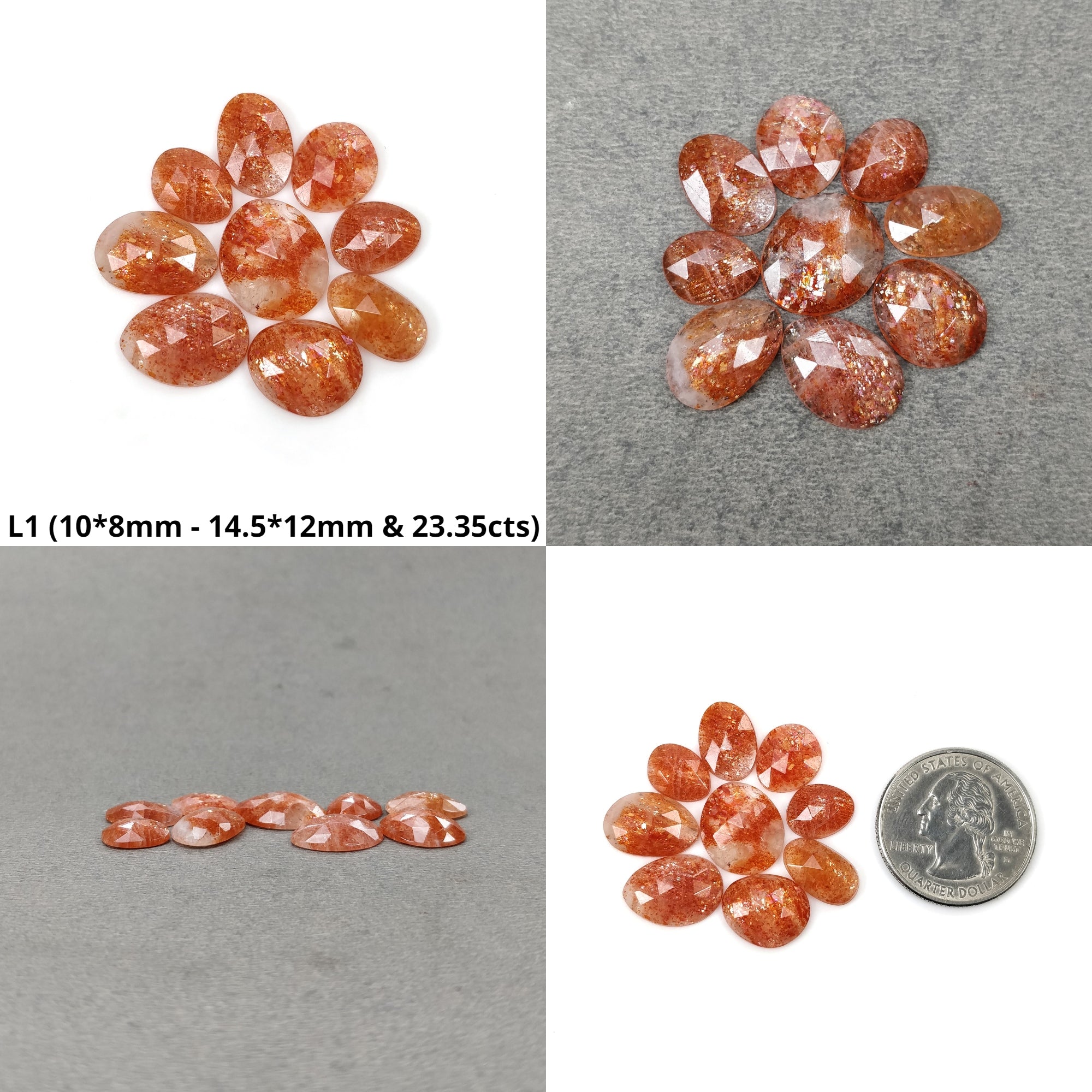 Natural Untreated Chatoyant Orange Sunstone Gemstone - Rose Cut, Unique Uneven Shape for Jewelry Making & Healing Crystals | Perfect for Necklaces, Rings & Spiritual Energy Work