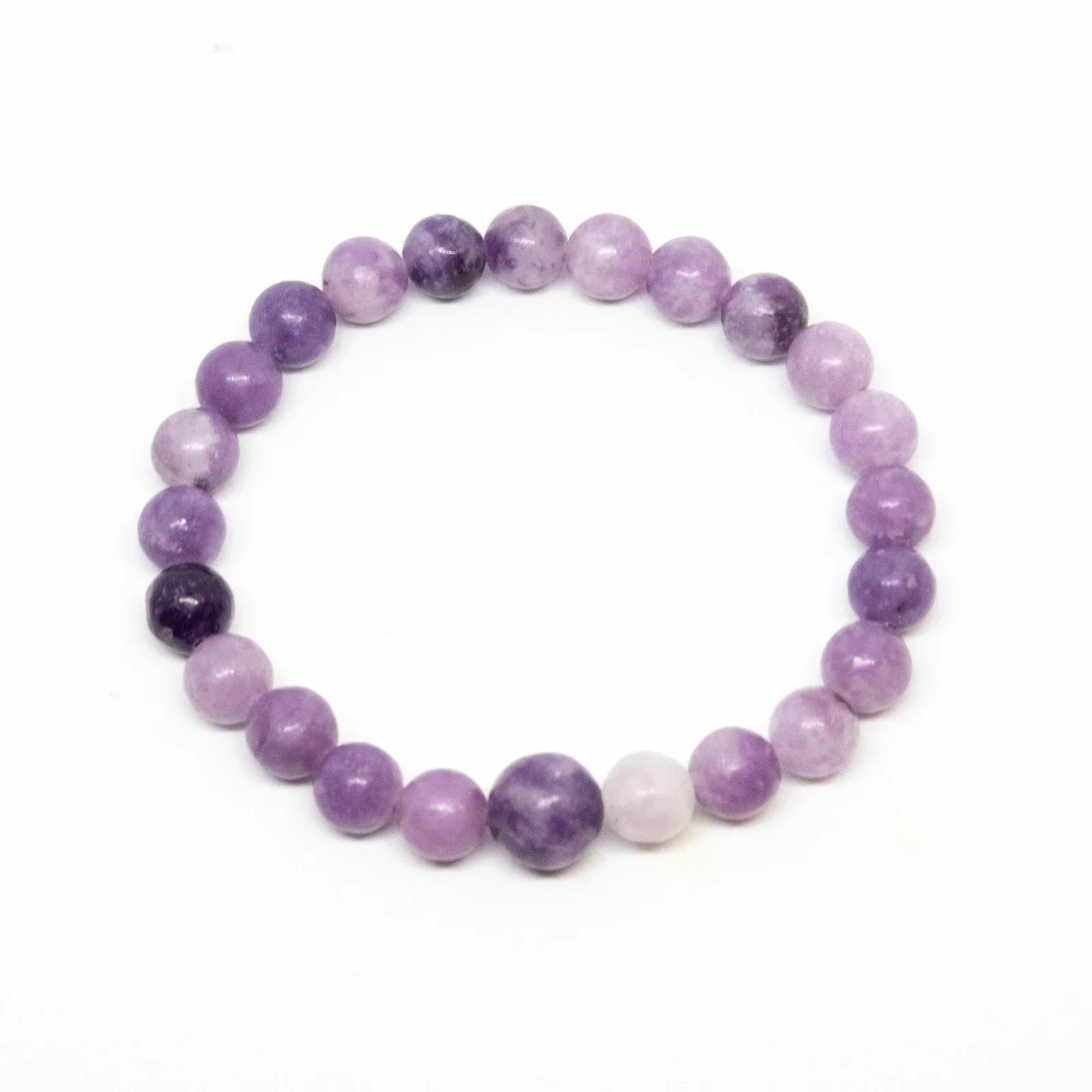 Lepidolite Beaded Bracelet - 4mm Natural Stone Wrist Mala for Large Wrists | Stress Relief & Meditation Jewelry for Women