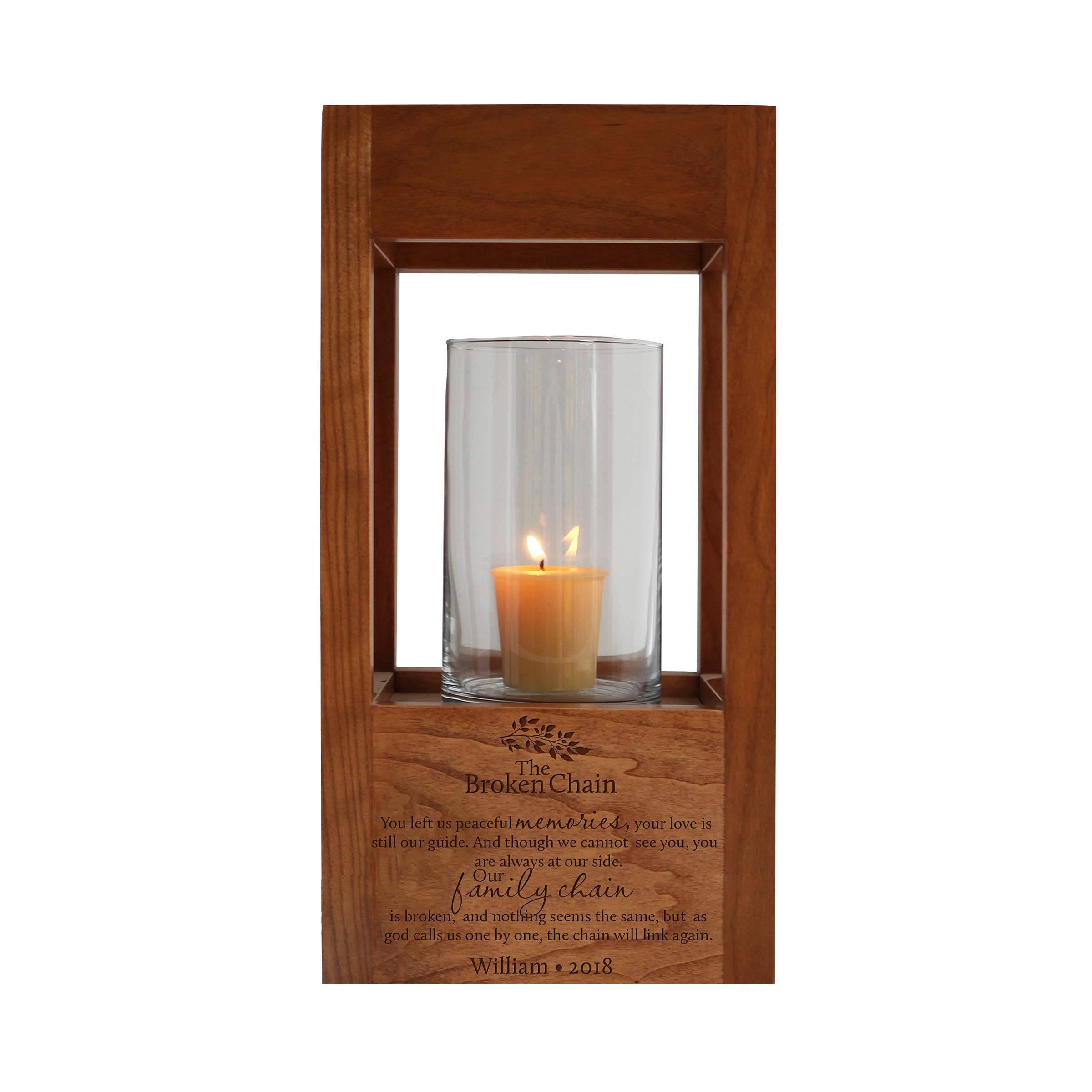 Personalized Memorial Candle Lantern Urn - 6.5x6.5x13 Inch Sympathy Gift for Loss of Loved Ones, Parents & Family - Holds 64 cu.in Ashes - Perfect for Funeral, Memorial Service & Home Remembrance (The Broken Chain 2)