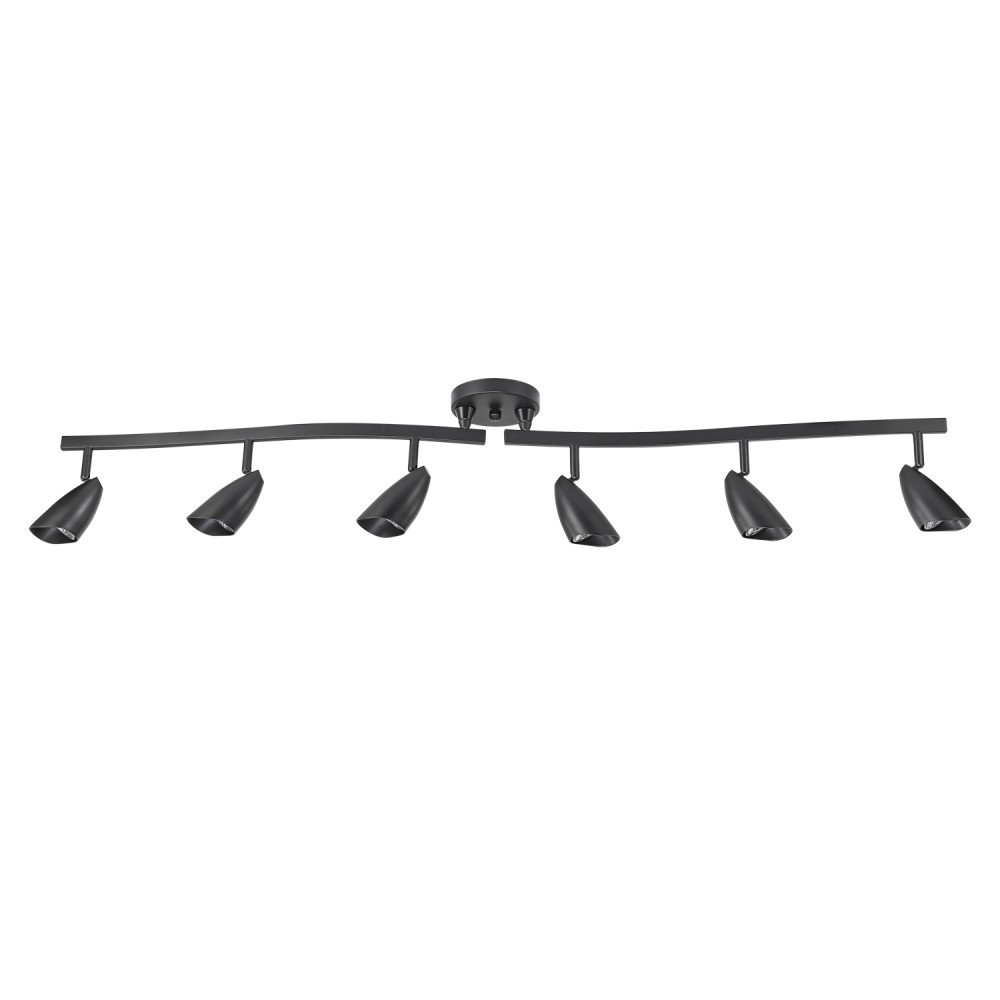Globe Electric 59352 6-Light Adjustable S-Shape Track Lighting Kit - Matte Black Finish with Included Bulbs | Modern Ceiling Light Fixture for Kitchen, Dining Room & Living Room Home Improvement