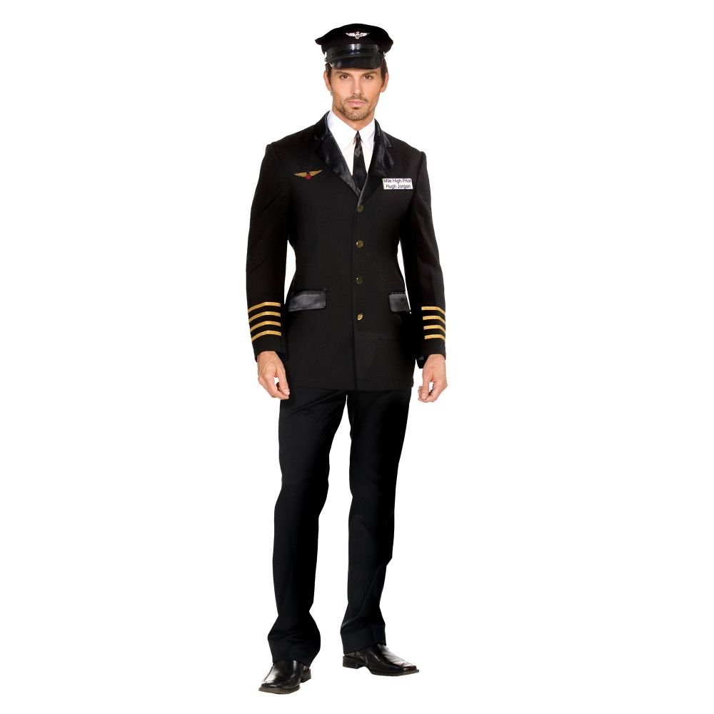 Mile High Pilot Hugh Jorgan Adult Costume - Large | Authentic Airline Uniform for Halloween, Cosplay, and Themed Parties