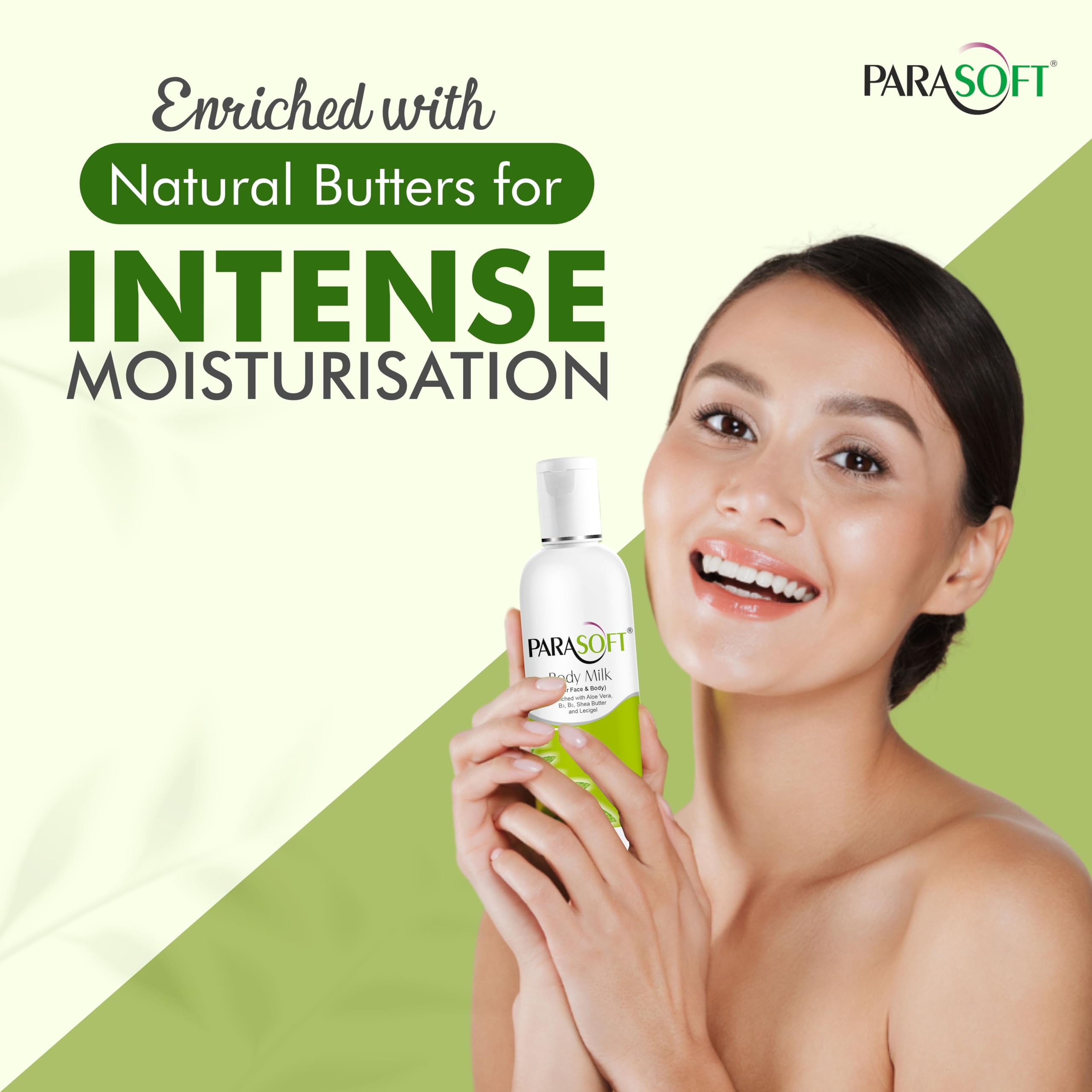 Parasoft Aloe Vera & Shea Butter Body Lotion with Vitamins B3 & B6 - Hydrating Moisturizer for Dry & Acne-Prone Skin | Non-Greasy Face & Body Milk (100ml) | Perfect for Daily Skincare Routine & Post-Shower Hydration