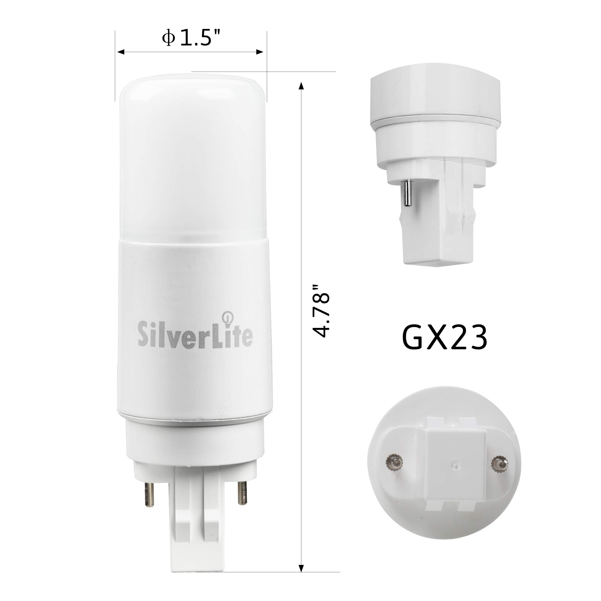 Silverlite [Plug&Play] 2 Pack 7W LED Stick PL Bulb GX23-2 Pin Base - 700LM Soft White (2700K) - 120-277V CFL Ballast Compatible - UL Listed - Energy Saving Replacement for CFL Bulbs - Perfect for Lamps, Ceiling Fixtures & Office Lighting