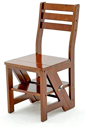 FADUNI Solid Wood Folding Step Stool with Backrest - Space Saving 4-Step Ladder Stool for Home, Kitchen, Bathroom & Kids Room - Multifunctional Indoor Climbing Stool for Easy Reach & Storage