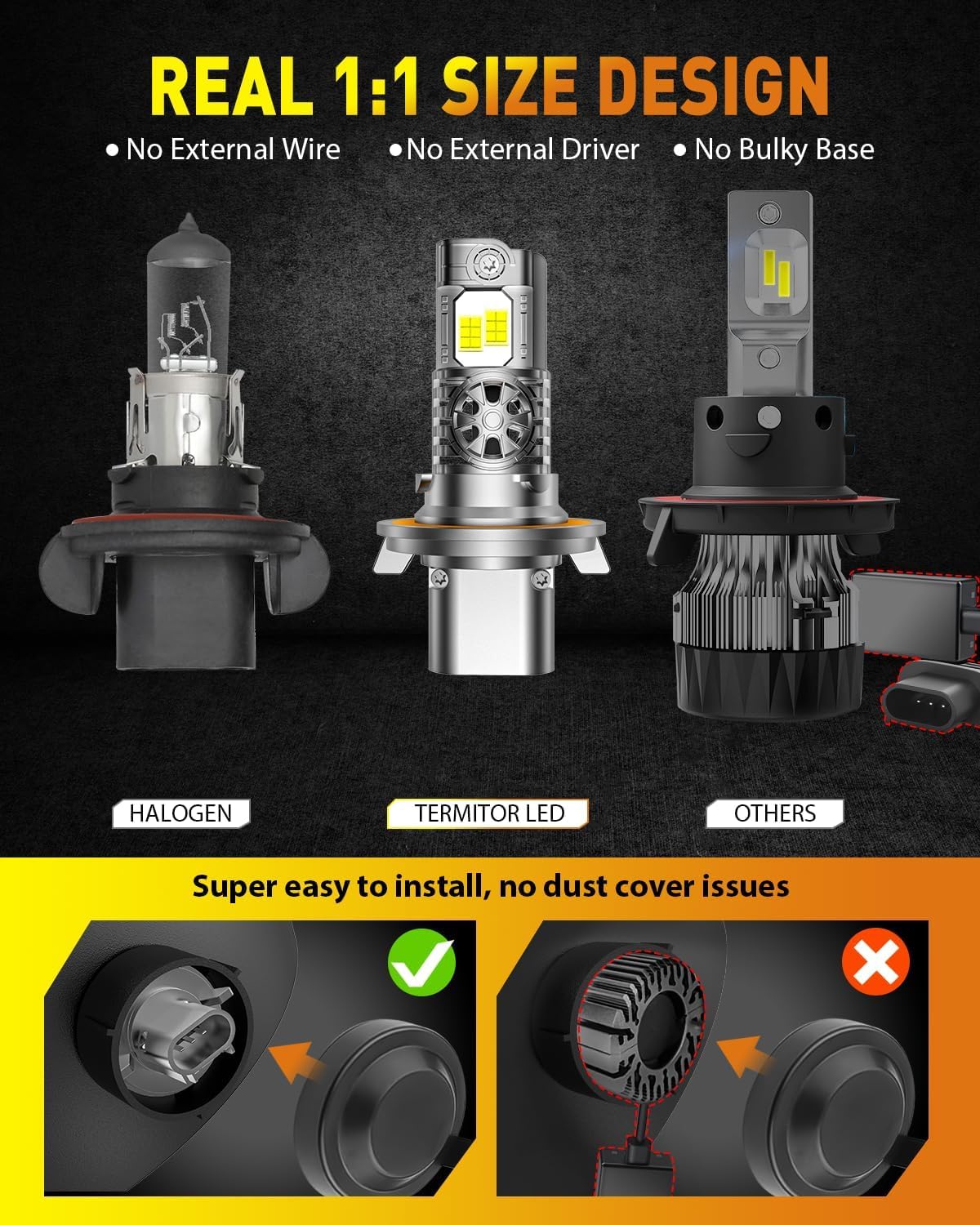 2025 Brightest 46,000LM 9008 H13 LED Bulbs - 10X Ultra-Bright Z10 Chips, 6500K Pure White Fog Lights - Plug & Play Installation, IP68 Waterproof - Perfect for Trucks, SUVs, Off-Road Vehicles (Pack of 2)