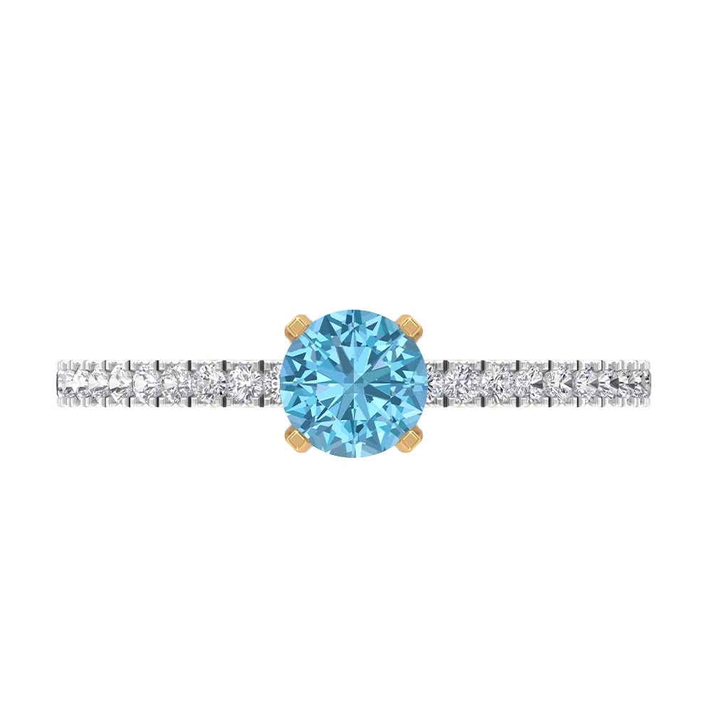 1.25 CT Aquamarine Diamond Ring in 14K Gold - March Birthstone Gift for Her
