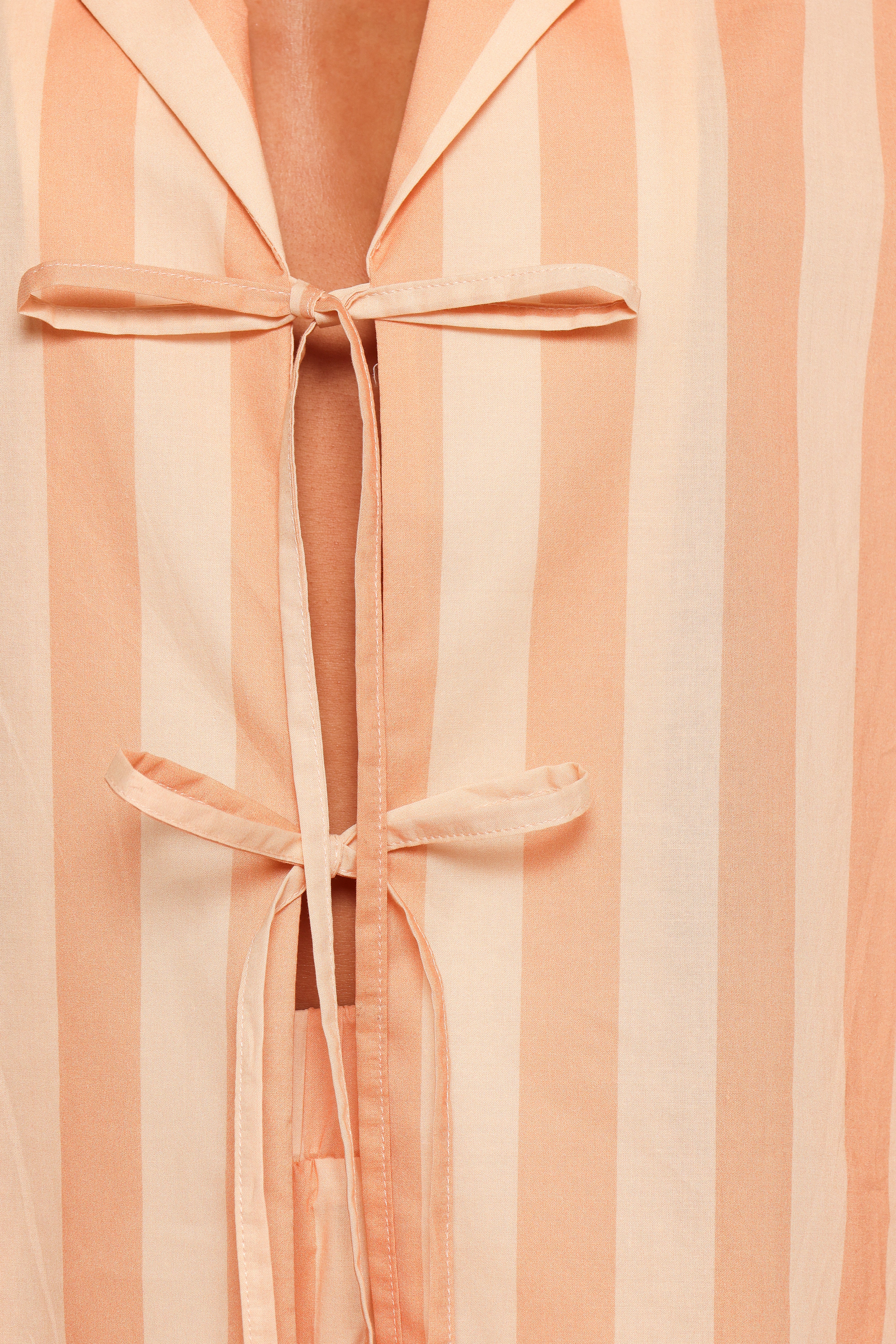 Essie Tie Front Shirt in Terracotta Stripe - Women's Casual Button Down Blouse for Work & Weekend Outfits