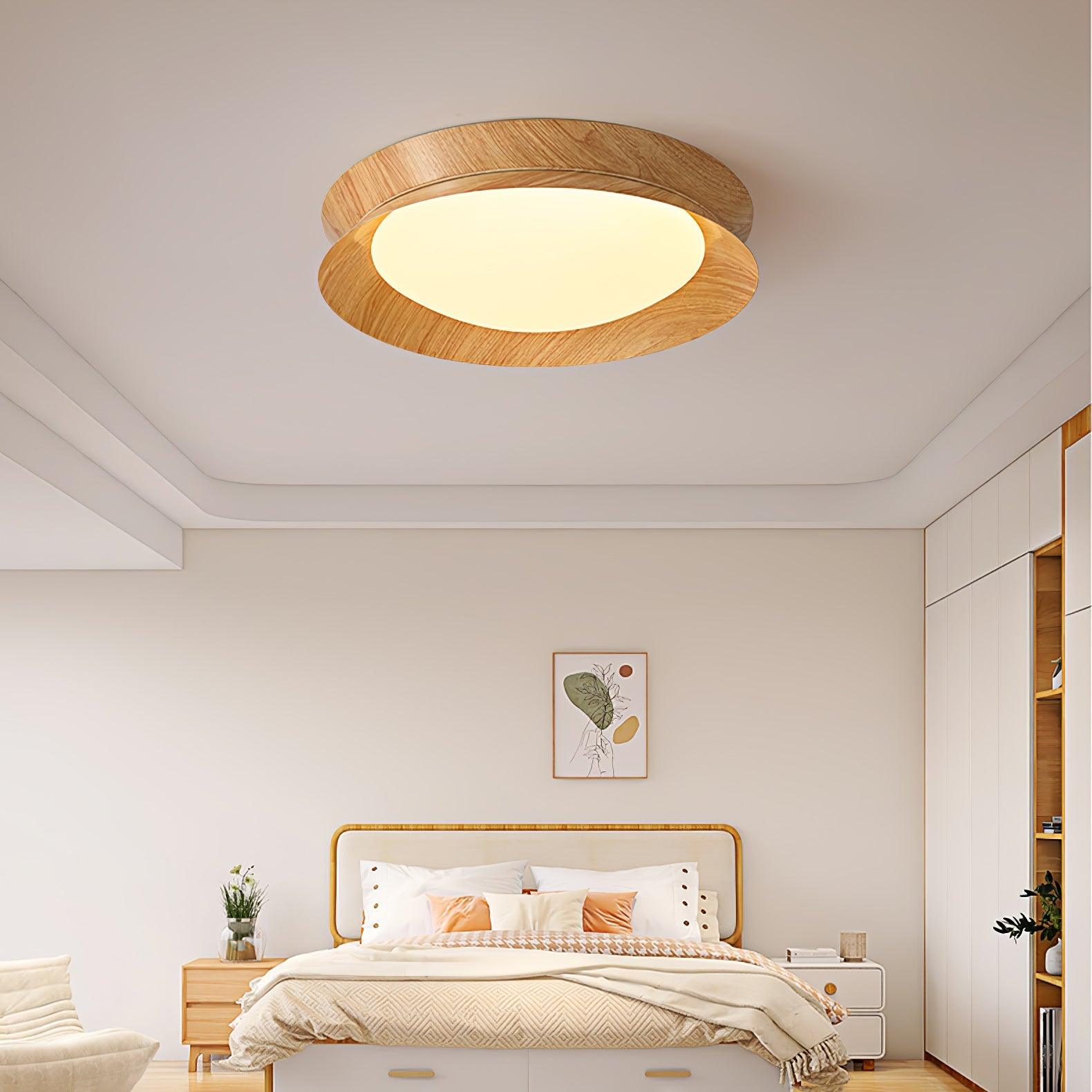 Modern Double Half Round Ceiling Light Fixture - Dimmable LED Flush Mount for Bedroom, Living Room & Hallway - Energy Saving Home Decor Lighting Solution