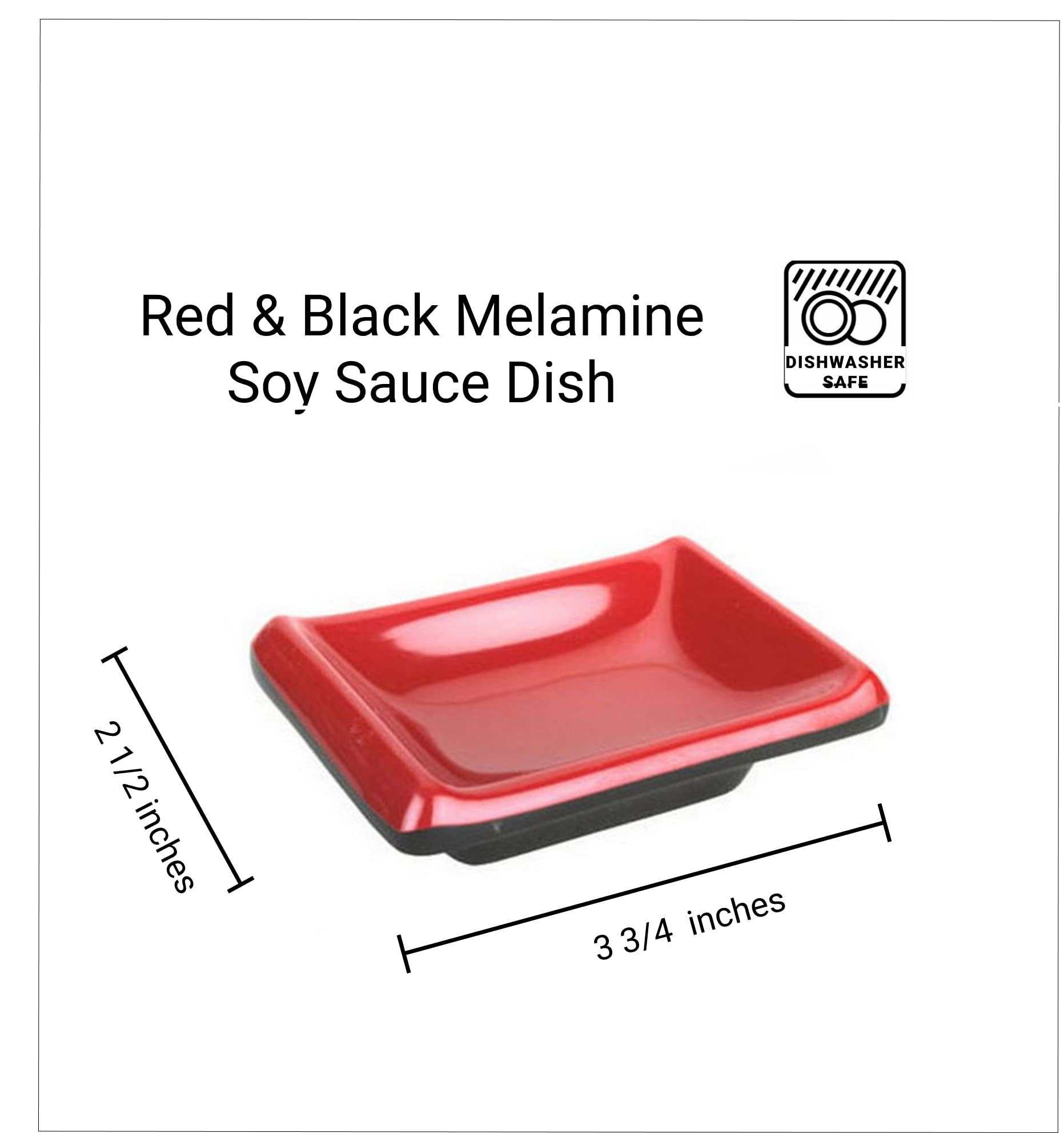 JapanBargain 2380 - Set of 4 Premium Soy Sauce Dishes | Dipping Bowls for Sushi, Dumplings & Asian Cuisine | Black & Red Ceramic Small Plates | Perfect for Restaurants, Home Dining & Gift Giving