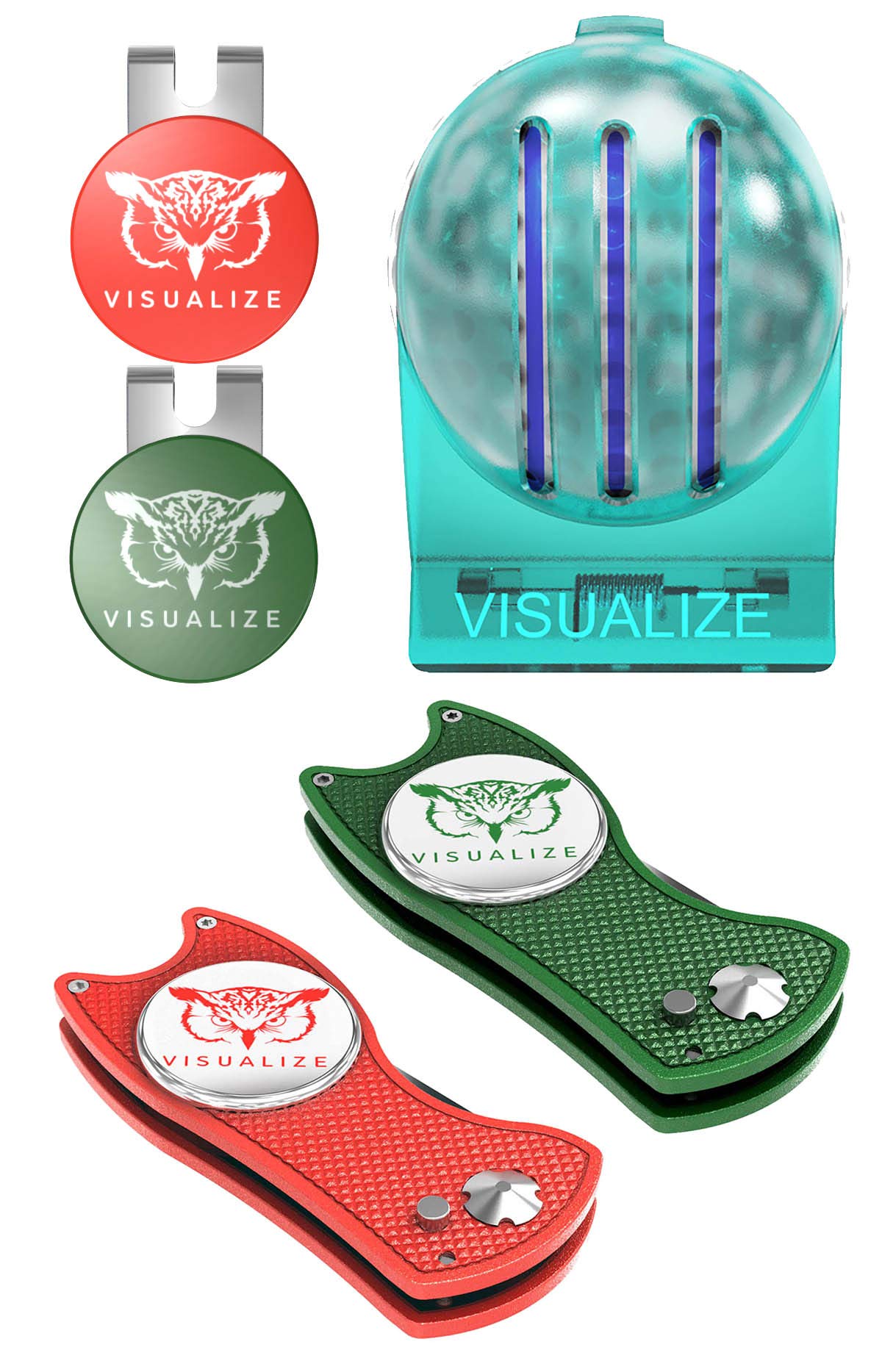 VISUALIZE Golf Ball Marker Set - Original TRI-LINE & TRI-LINE Connect with Focal Point | Premium Golf Accessories & Perfect Golf Gifts for Men & Women | Ideal for Tournament Play, Practice Sessions & Golf Course Use