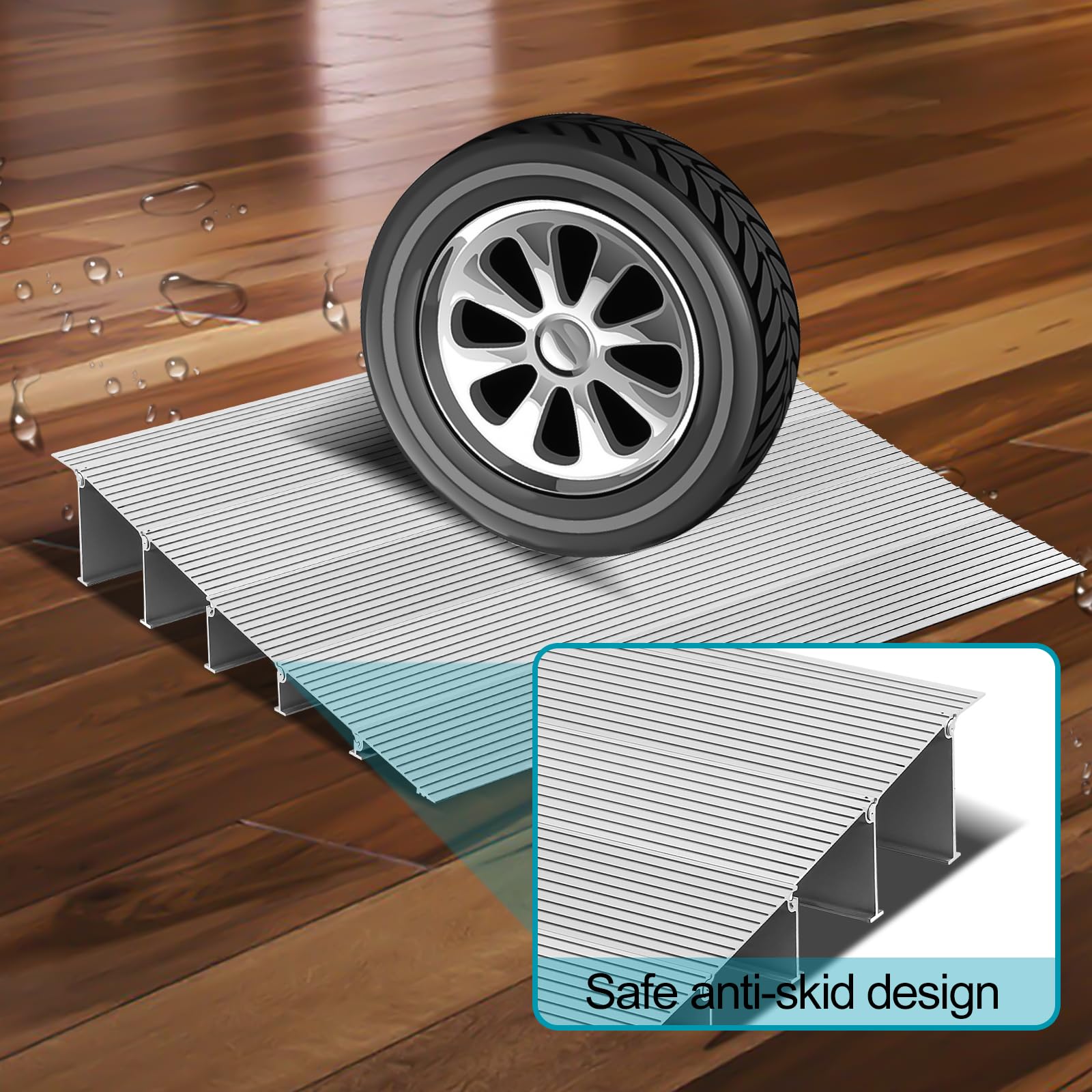 Threshold Ramp Aluminum Door Entry Ramp - 800Lbs Weight Capacity, Adjustable for Wheelchairs, Strollers, Scooters & Power Chairs - 5 Inch Height - Perfect for Home, Office & Store Accessibility