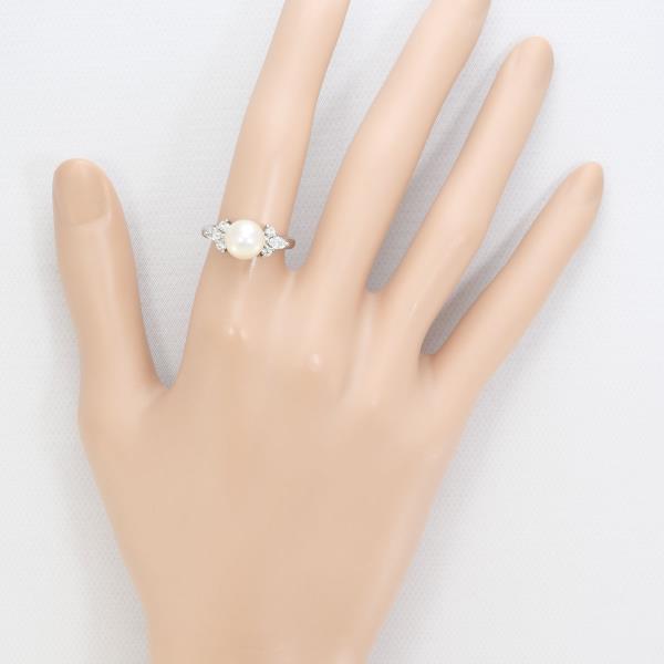 18K White Gold Akoya Pearl Diamond Ring for Women - Elegant Bridal Jewelry, Anniversary Gift, Wedding Engagement Ring, Perfect for Special Occasions