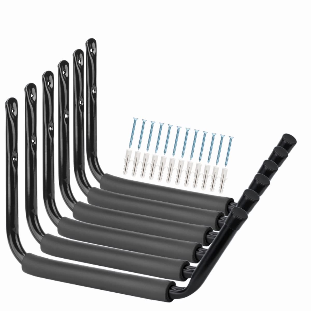 Heavy Duty Kayak Storage Hooks - 55LBS Capacity, 15 Inch Wall Mounted Hangers for Canoe, Surfboard, Ladder, Bike & Garage Organization - Perfect for Garage, Basement, Shed & Outdoor Storage