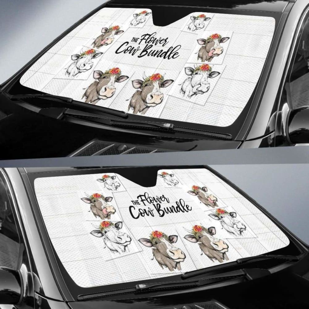 Car Windshield Sun Shade for UV Protection - Universal Fit Auto Sun Visor (Model Cow 03 172609) | Perfect for Parking, Road Trips & Summer Heat