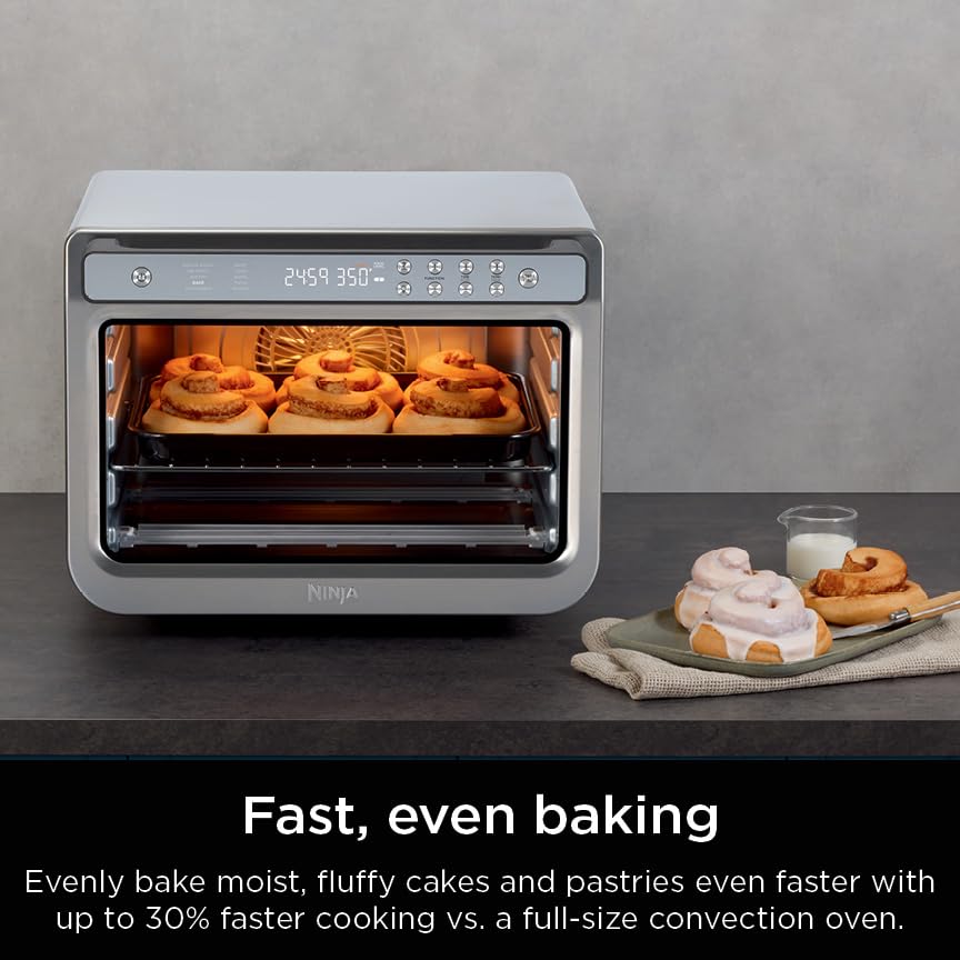 Ninja Air Fryer & Toaster Oven XL - 1800W Countertop Oven with Smart Technology, Bakes 20 Cookies, Fits 12lb Turkey, Pizza, Toast, Bake, Air Fry & Reheat - Stainless Steel DT501 - Perfect for Kitchens, Small Apartments & Holiday Cooking